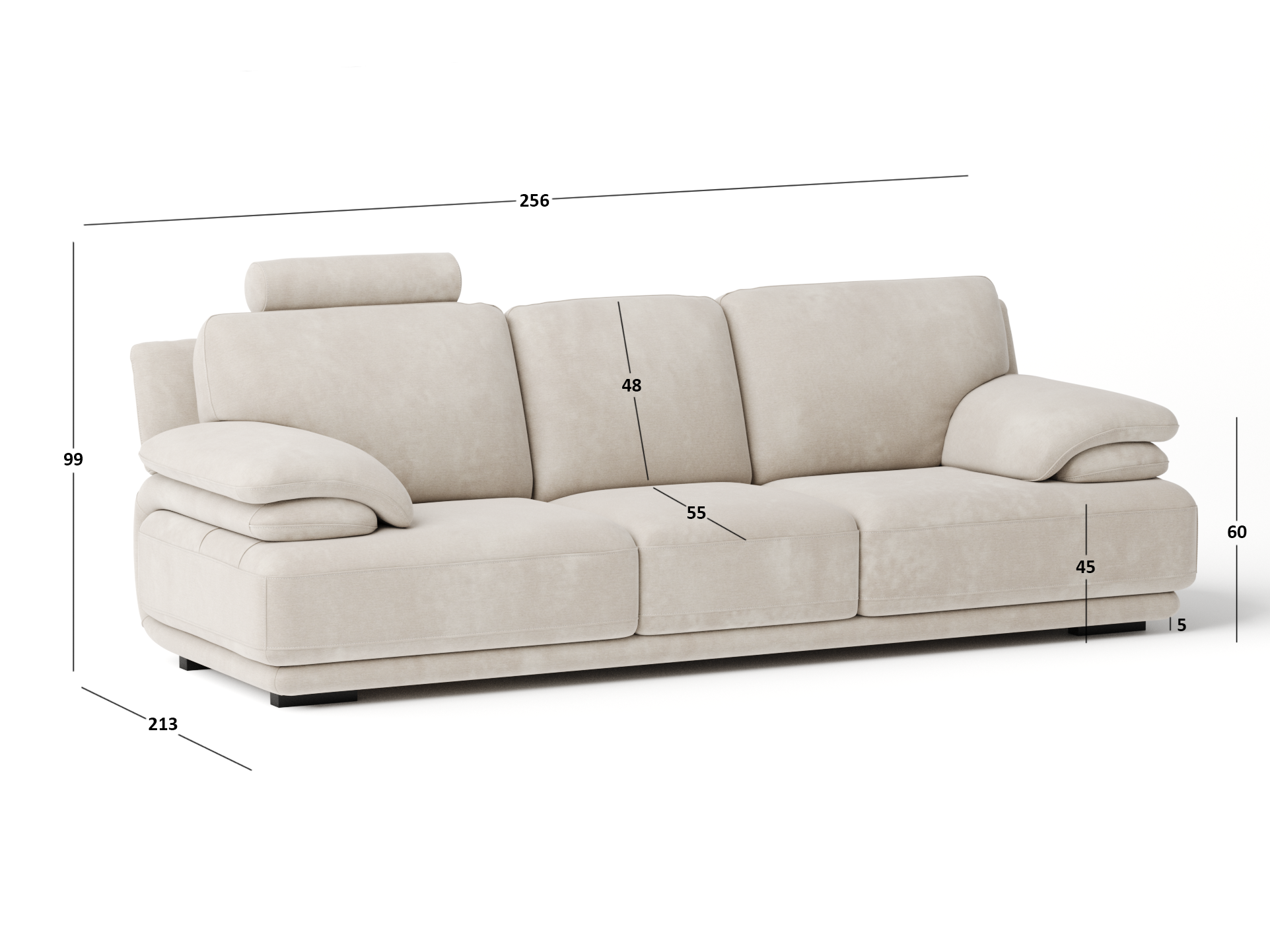 Juliet Fabric Three Seat Sofa 5