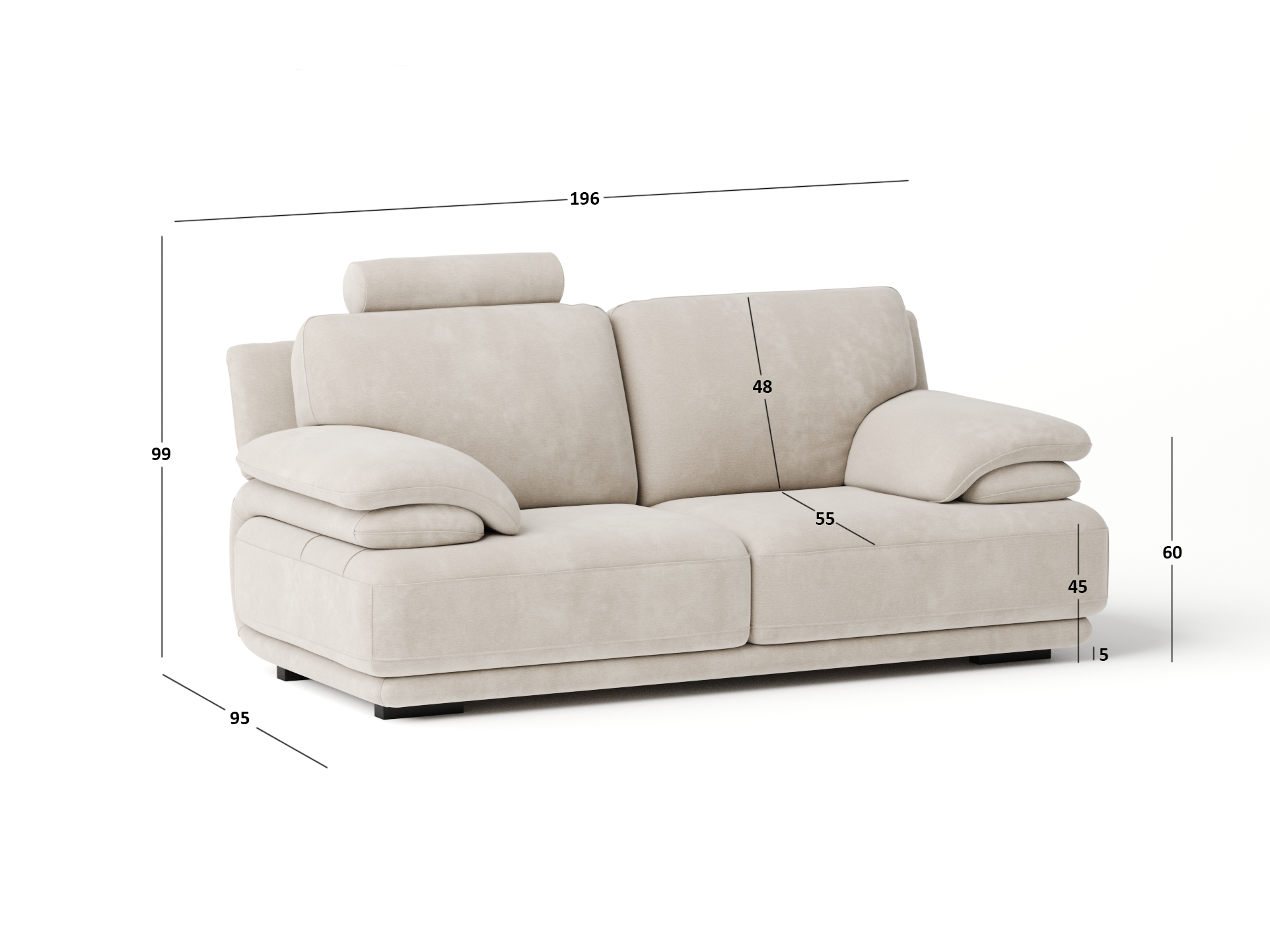 Juliet Fabric Two Seat Sofa 3