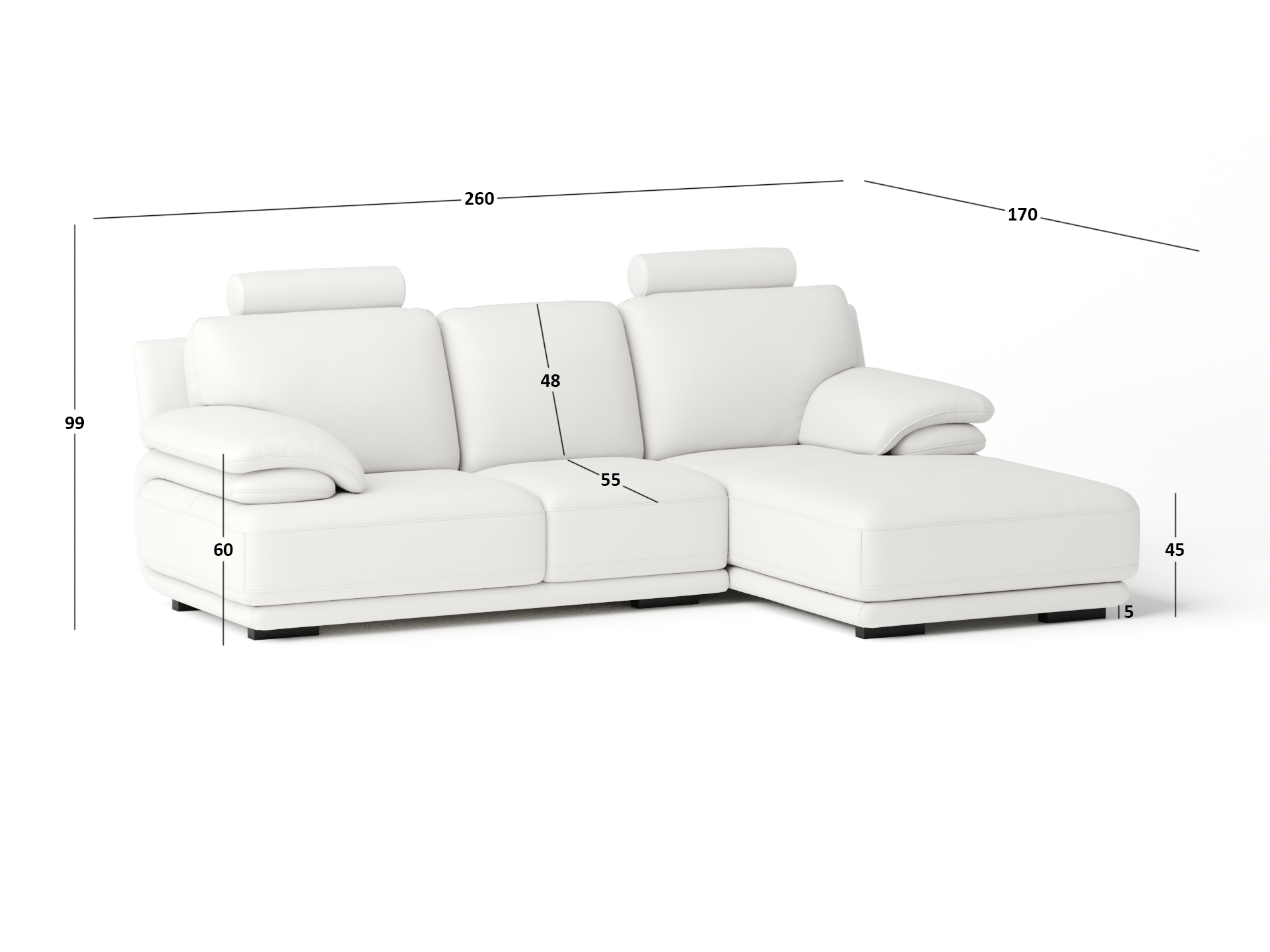 Juliet Leather Chaise Lounge Option A 3