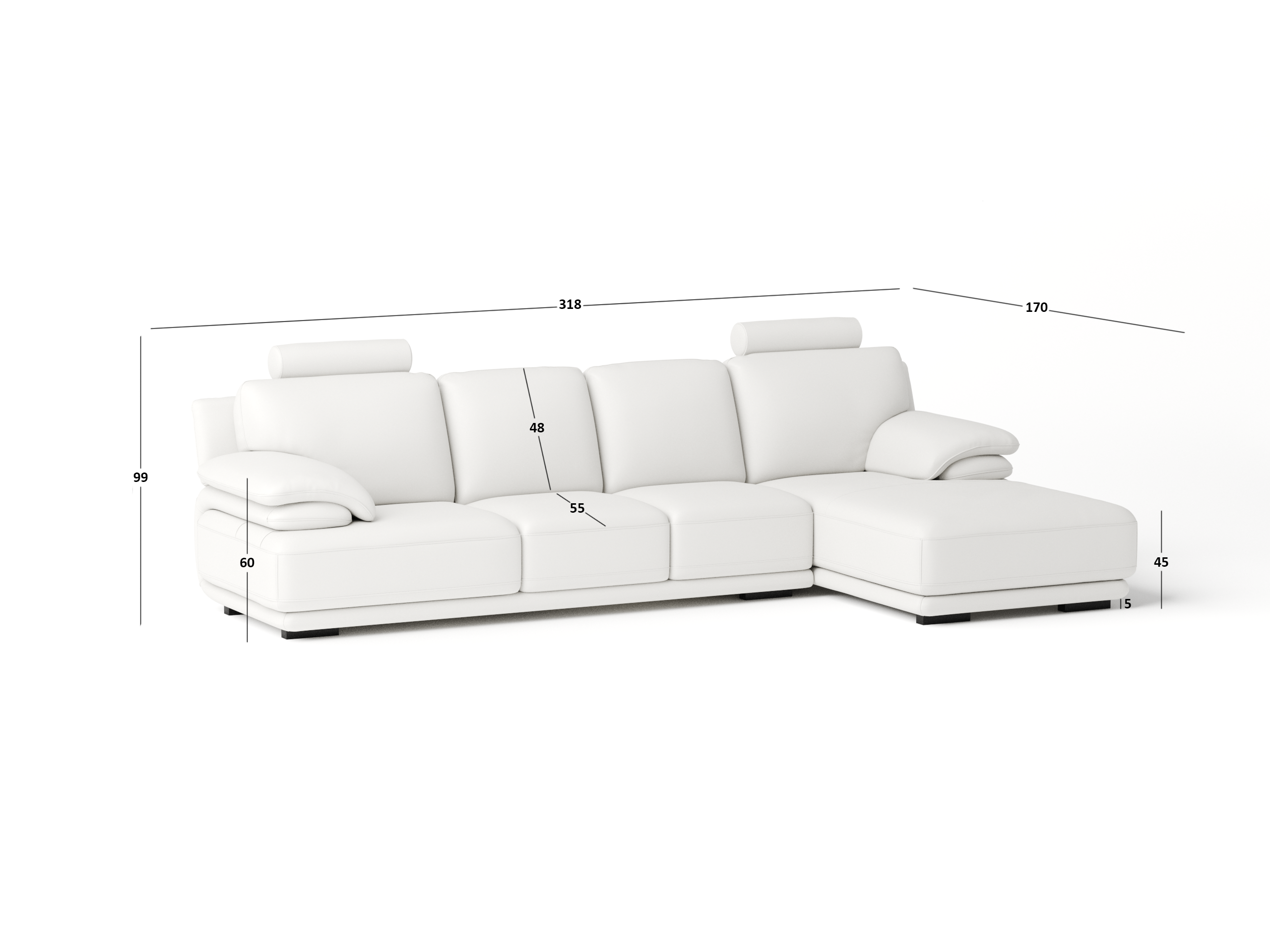 Juliet Leather Chaise Lounge Option C 2