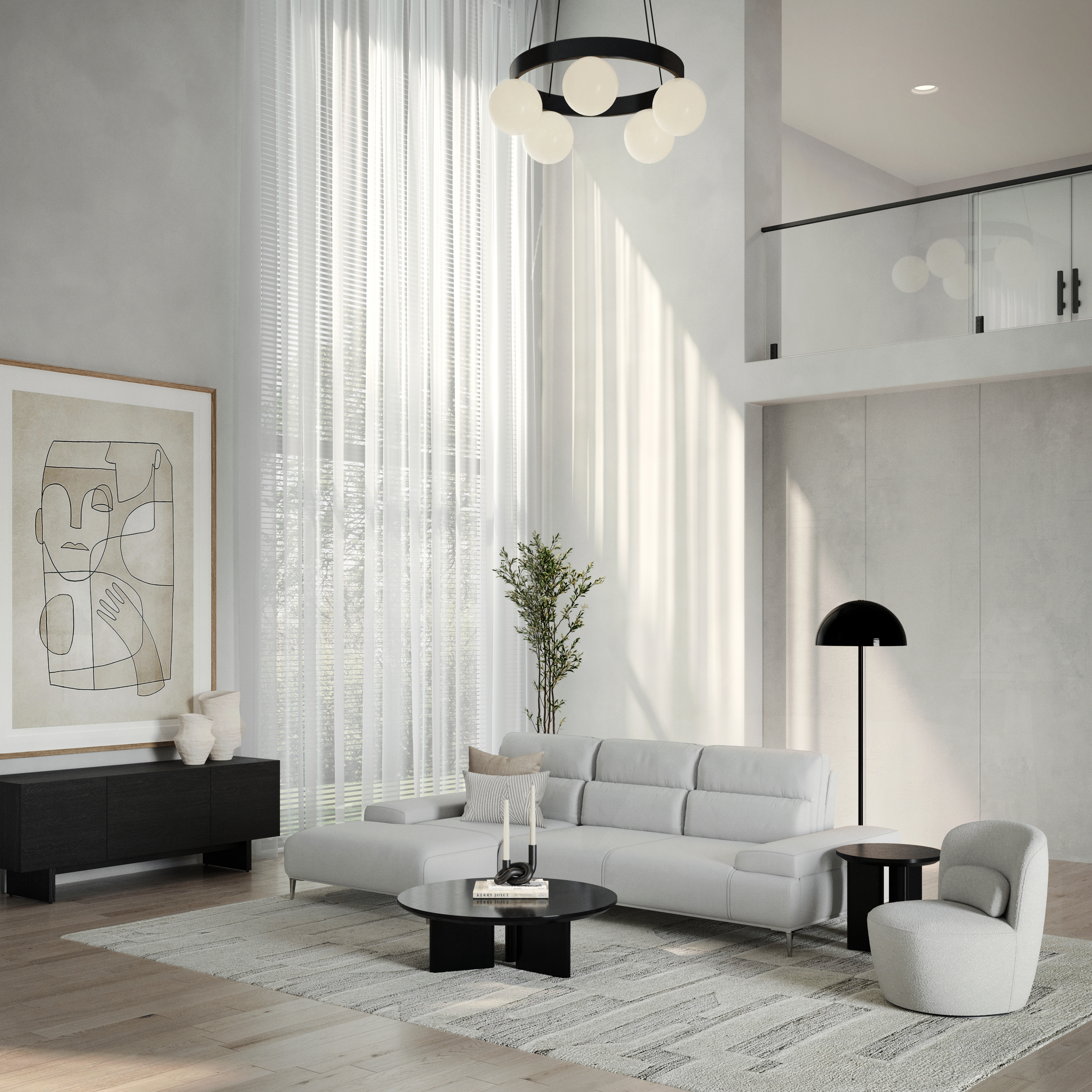 Karina Motion Sofa Fabric Chaise Lounge Gray 9