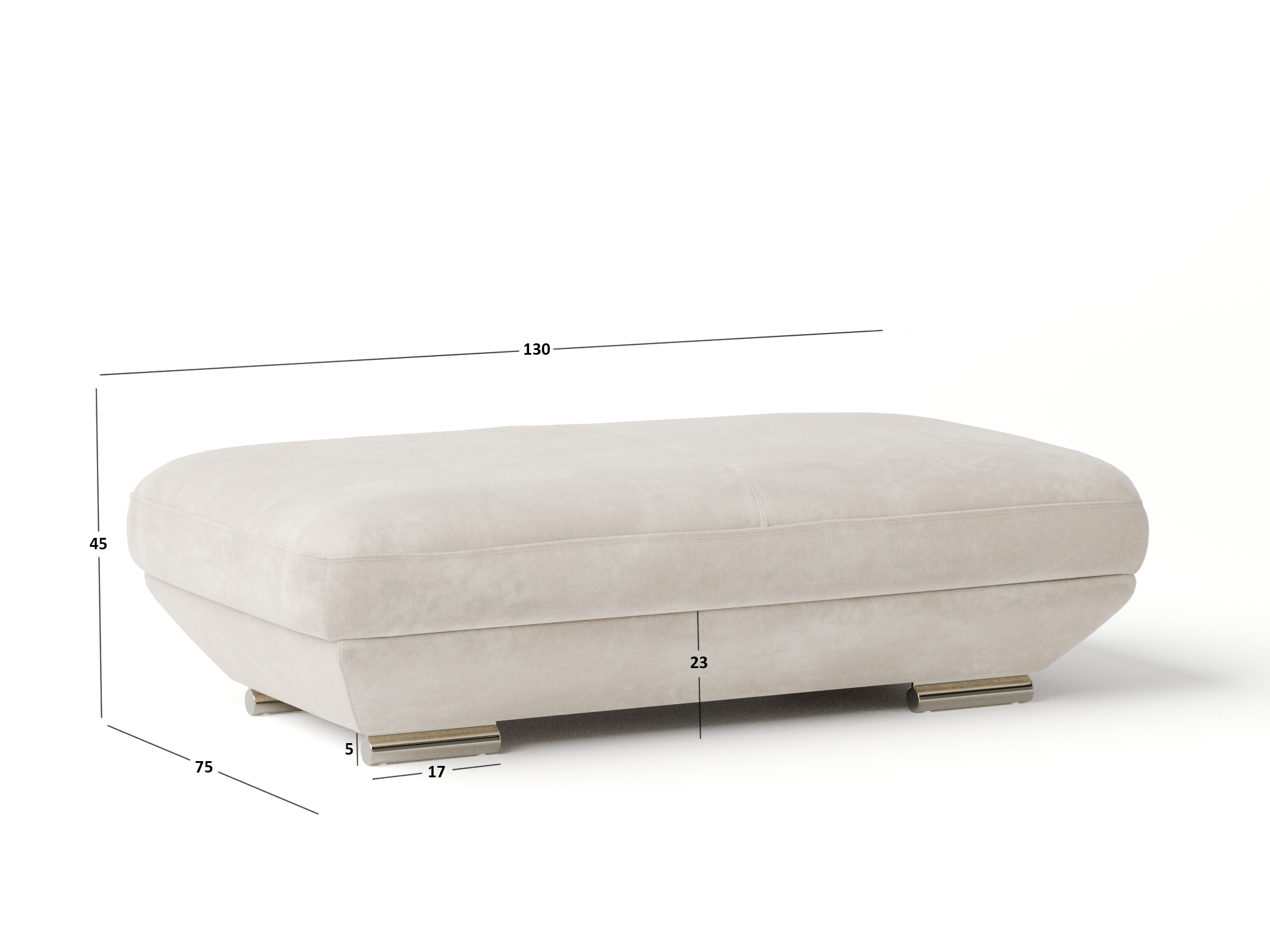 Lexington Fabric Ottoman 75x130x45 3