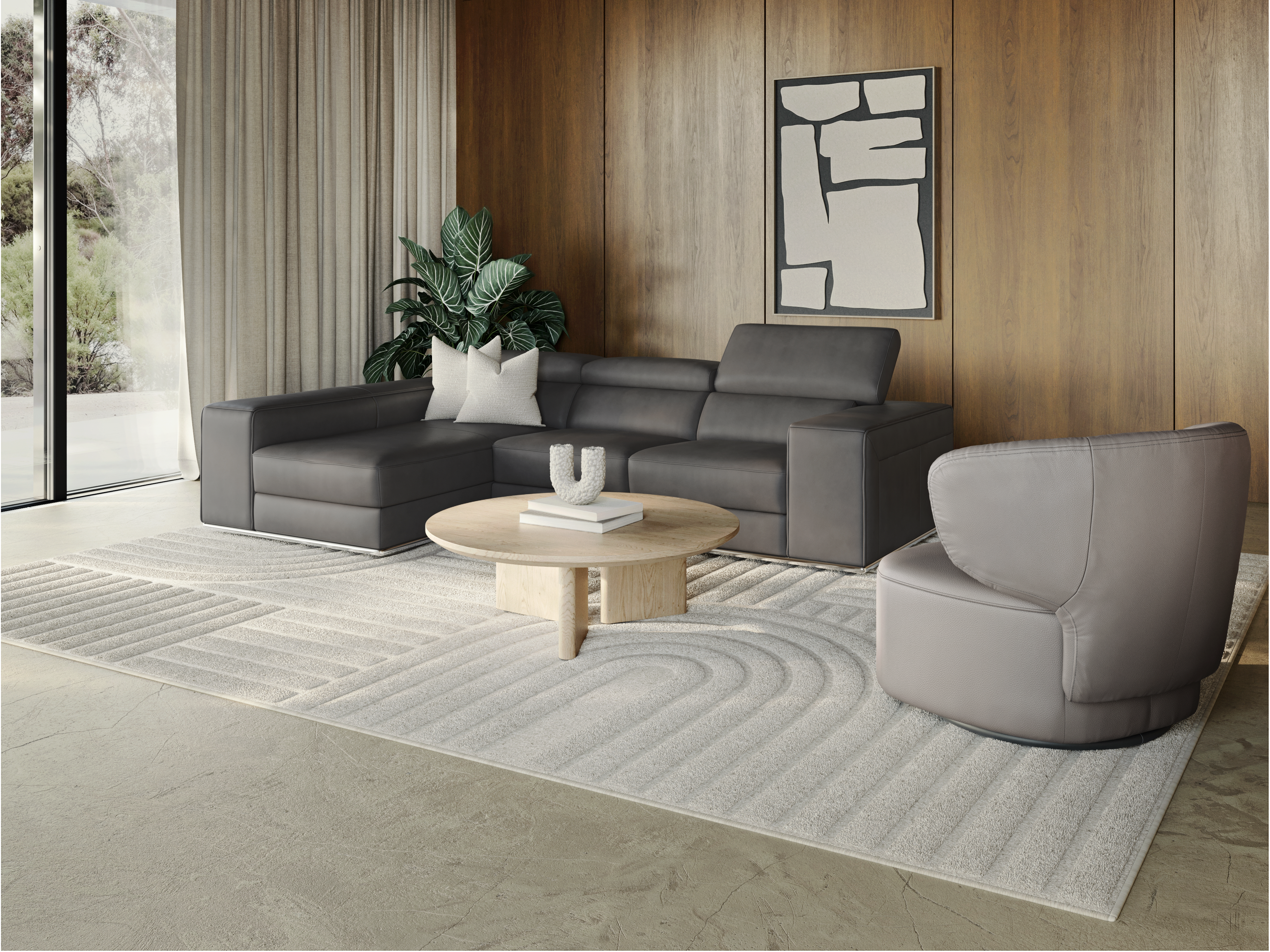 Lorenzo Leather Chaise Lounge Option A