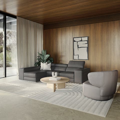 Lorenzo Leather Chaise Lounge Option A