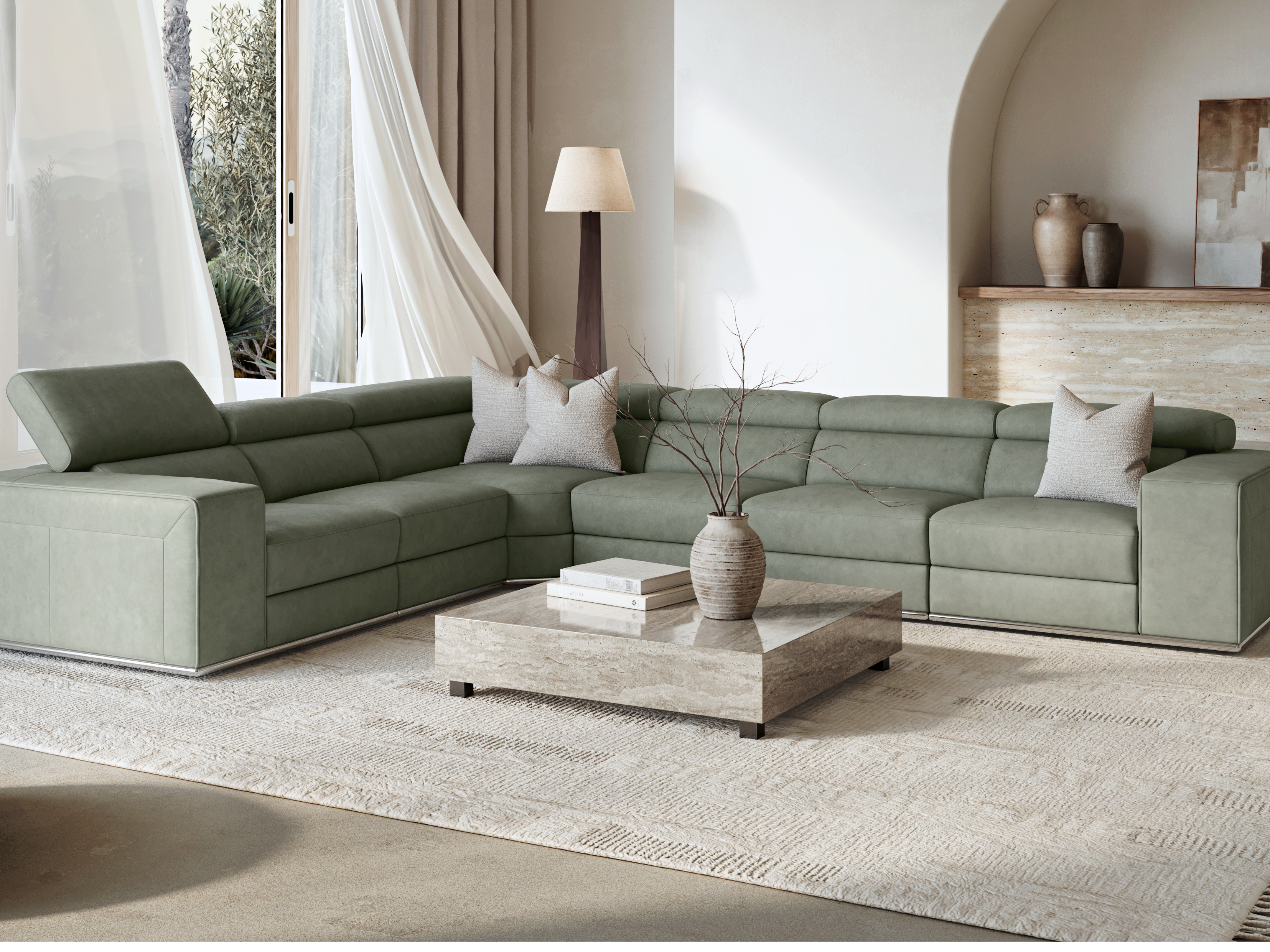 Lorenzo Leather Corner Lounge Option B