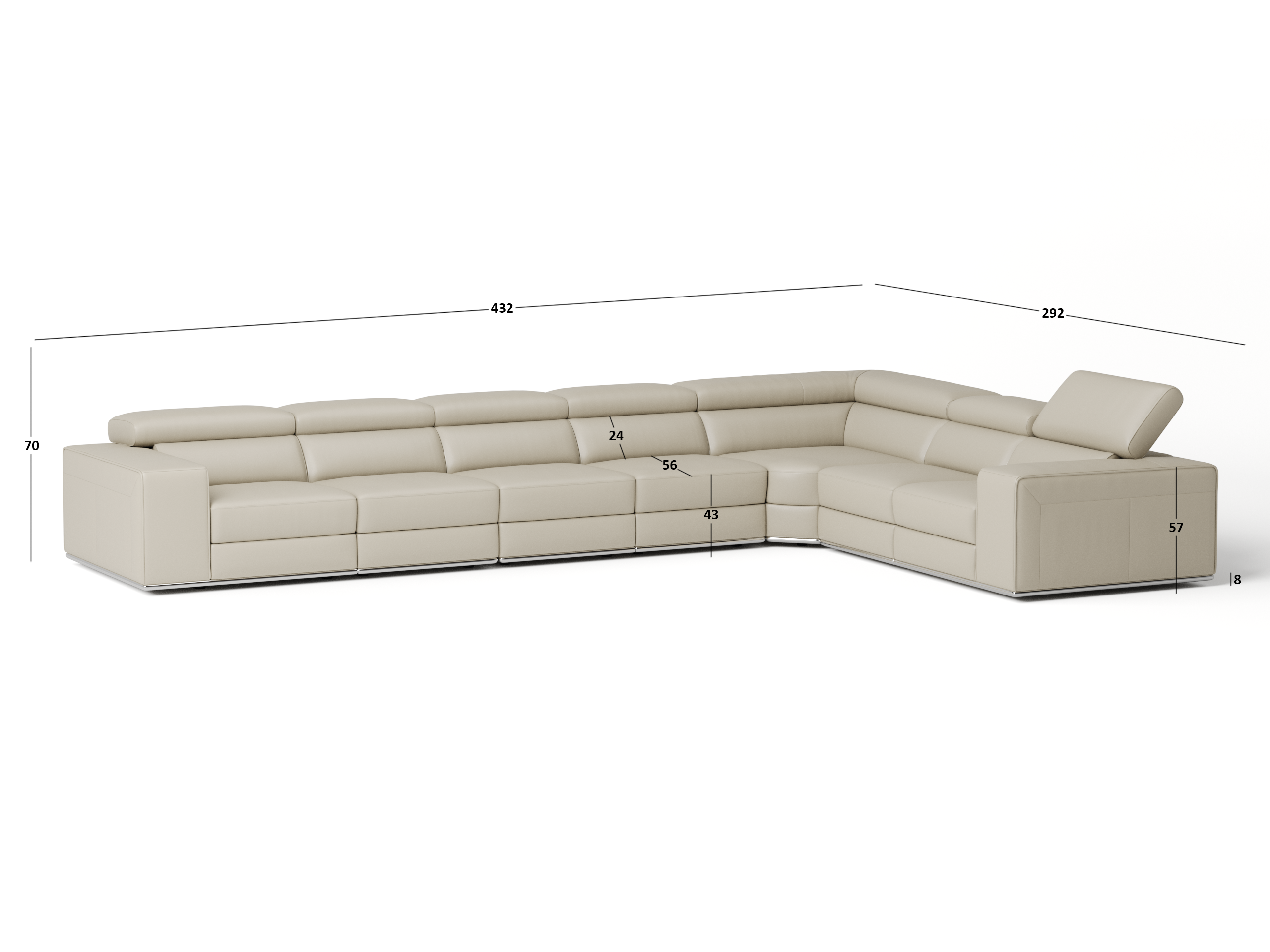 Lorenzo Leather Corner Lounge Option C 7