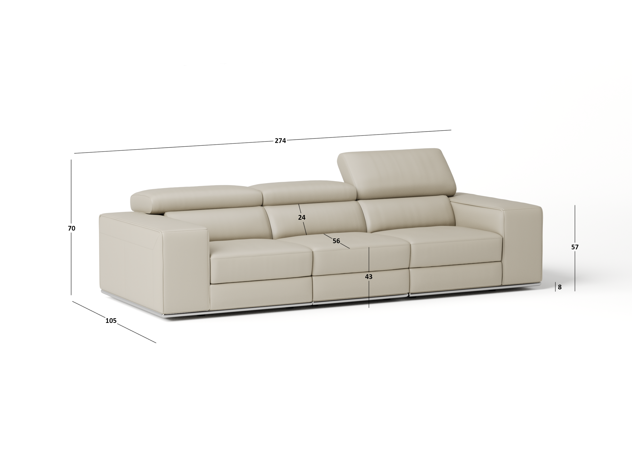 Lorenzo Leather Three Seat Sofa 4