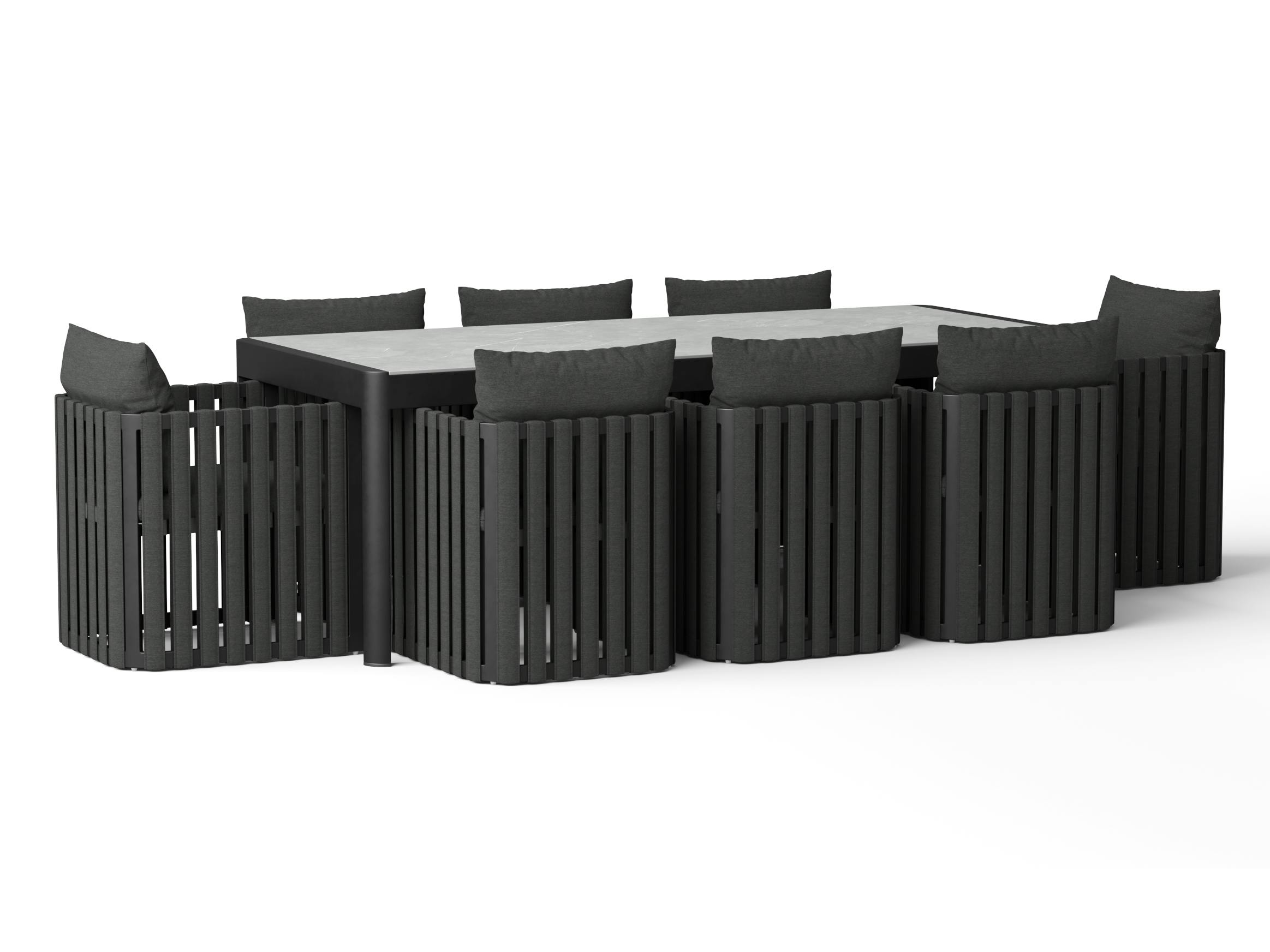 Manly Black 9-piece Outdoor Ceramic Dining Set With Manly Cove Chairs