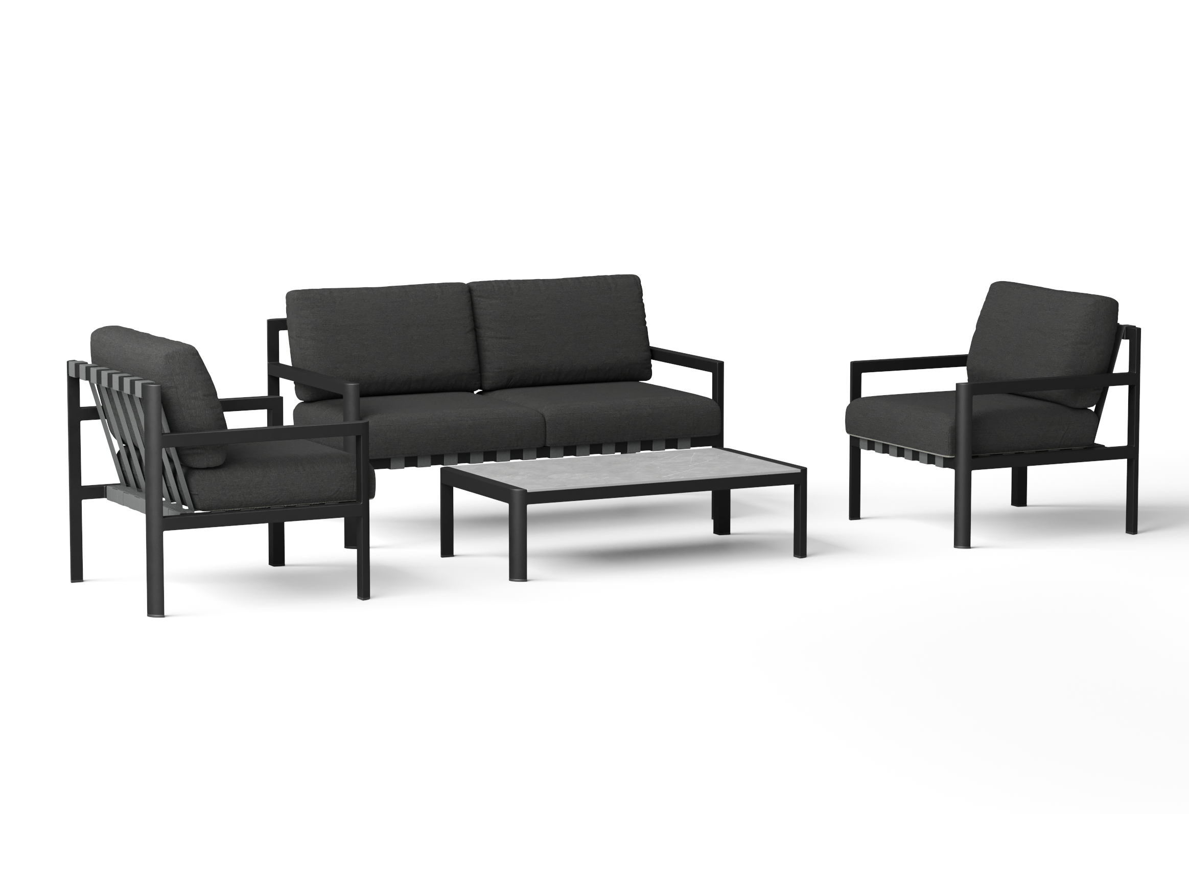 Manly Black Outdoor Sofa Suite 2 + 1 + 1 With Coffee Table 8