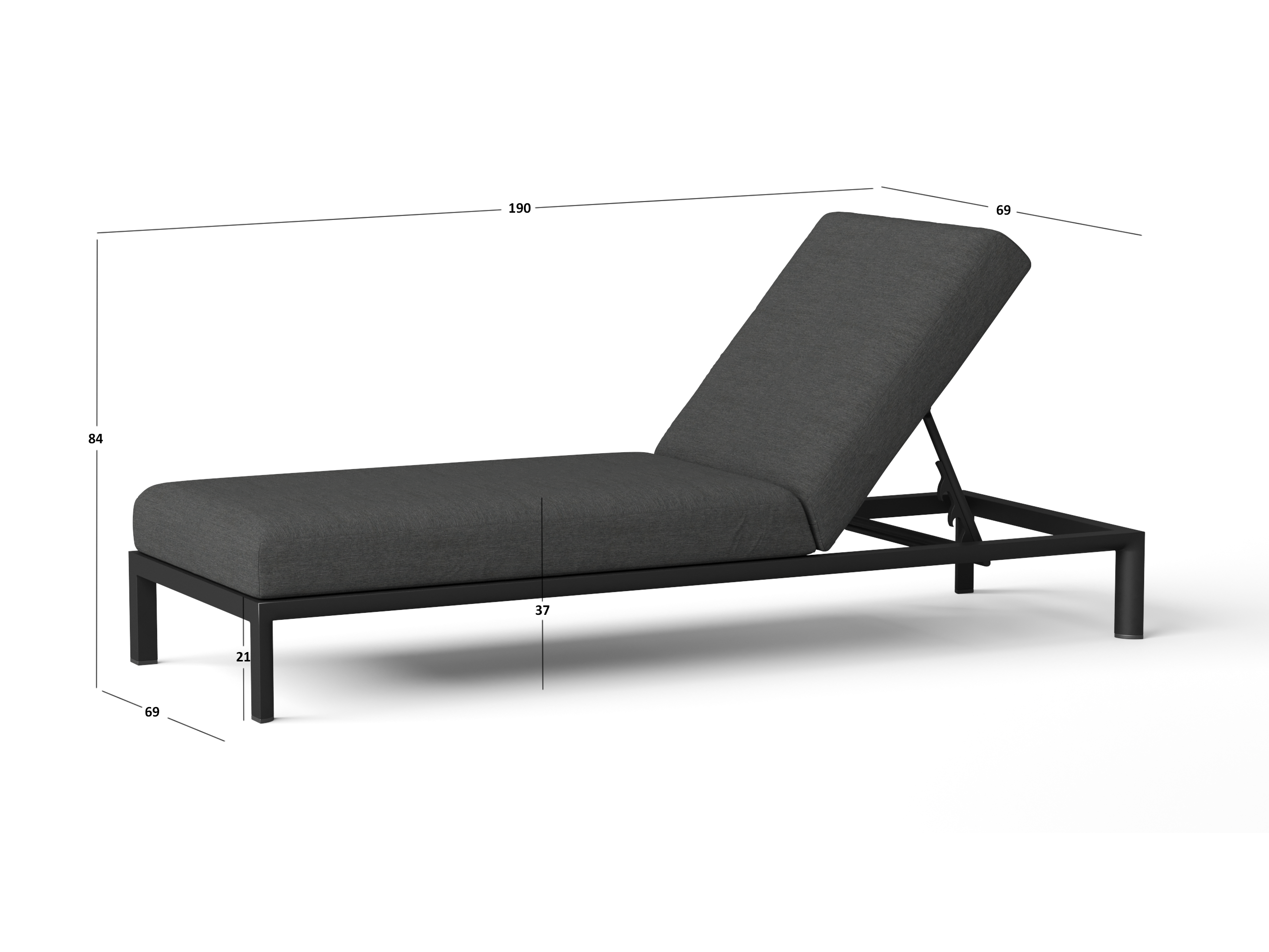 Manly Black Outdoor Sunlounge [2x Sunlounge Only] 2