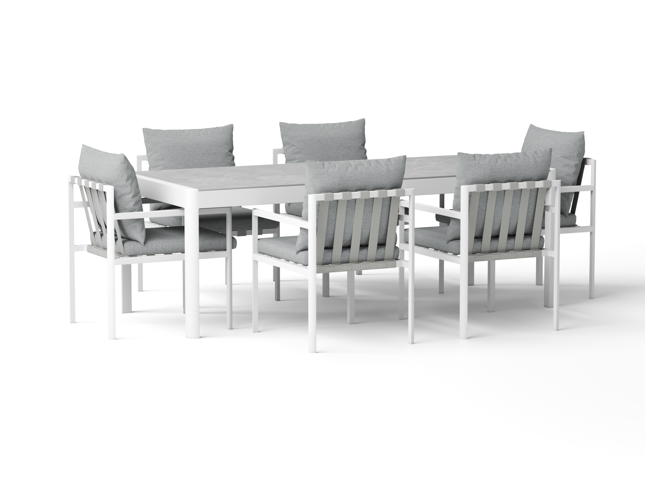 Manly White 7-piece Outdoor Ceramic Dining Set 8