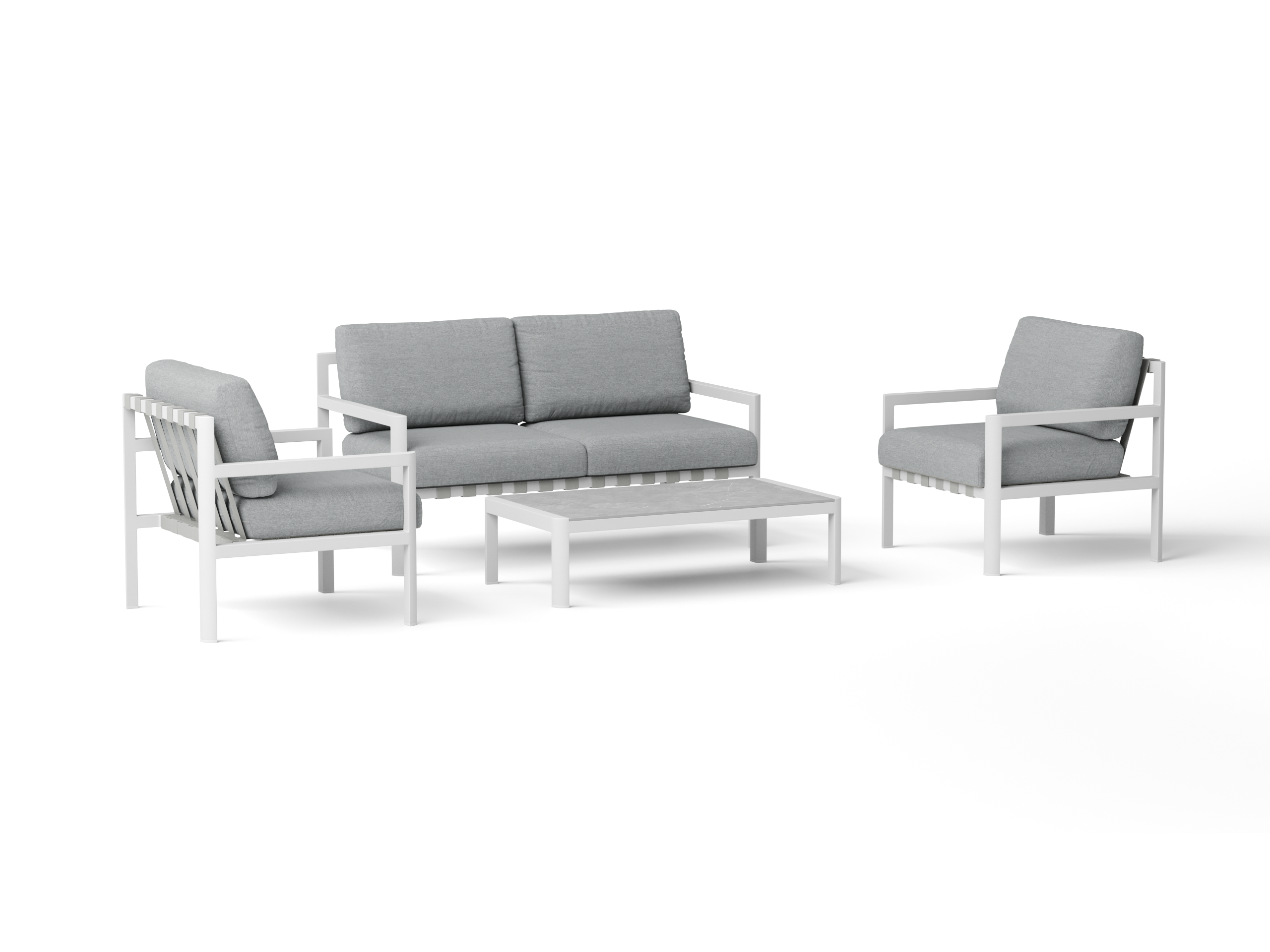 Manly White Outdoor Sofa Suite 2 + 1 + 1 With Coffee Table 3