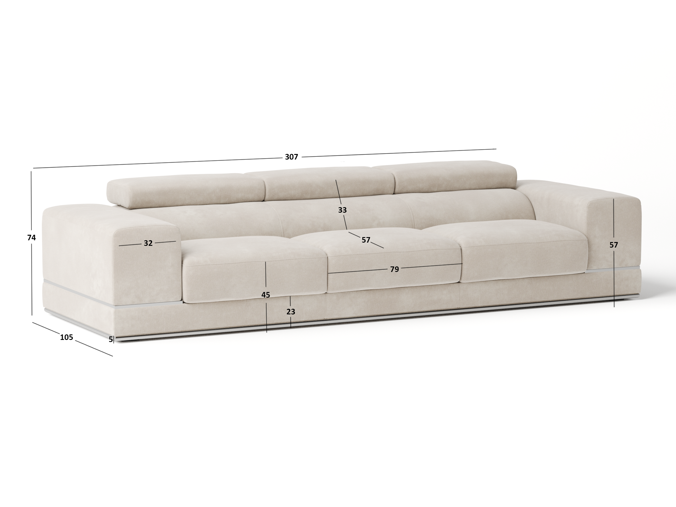 Napoleon Fabric Three Seat Sofa 8