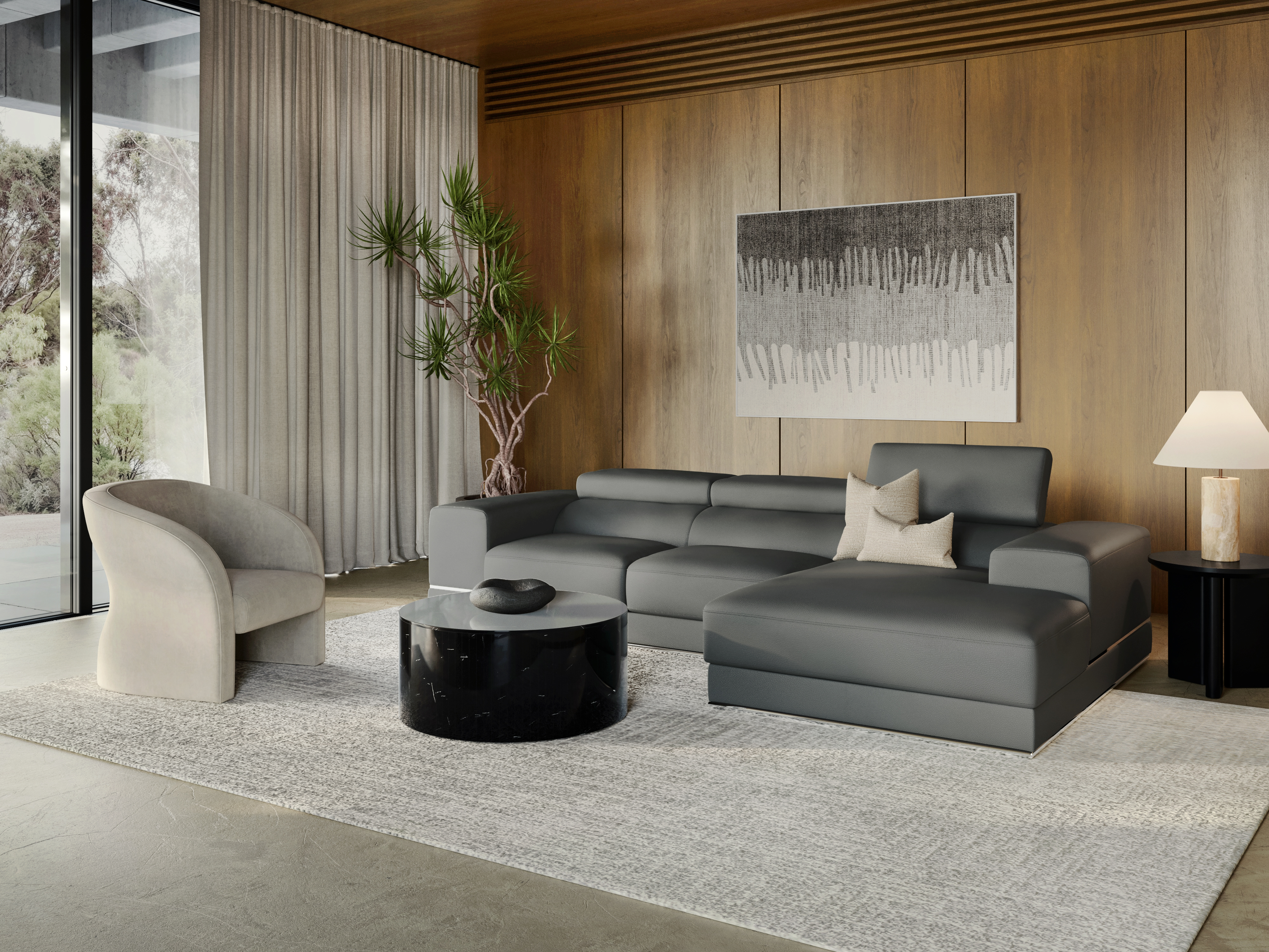 Napoleon Leather Chaise Lounge Option A