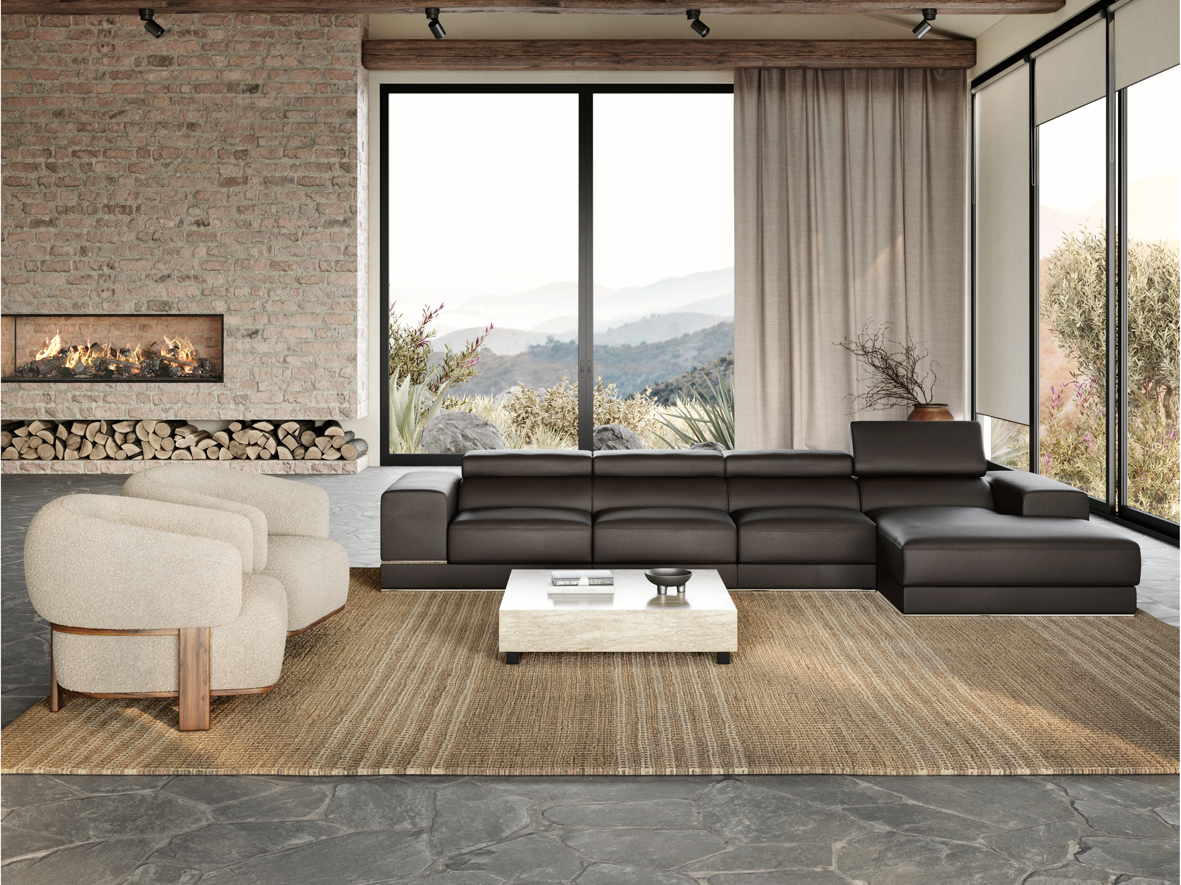 Napoleon Leather Chaise Lounge Option B