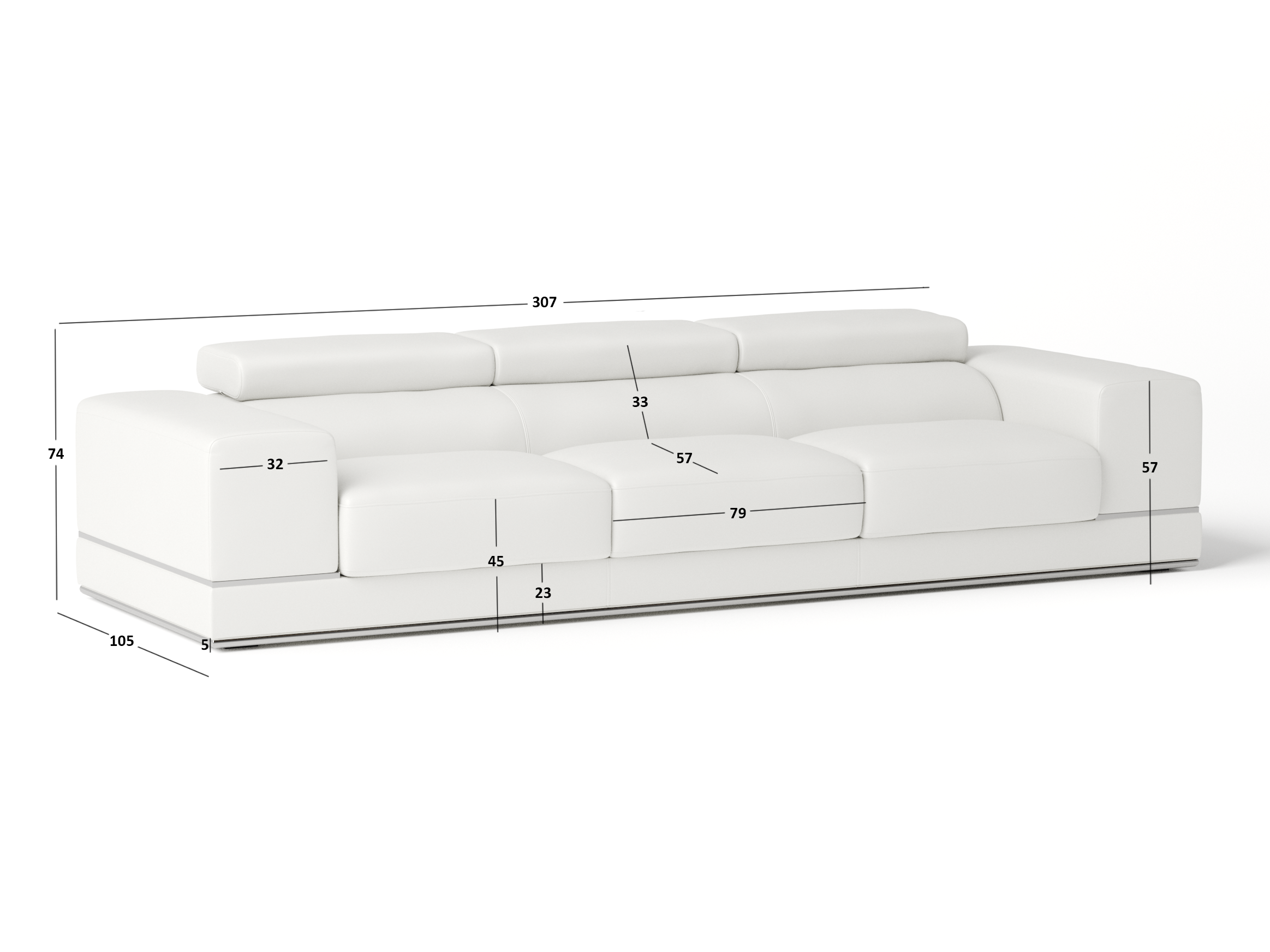 Napoleon Leather Three Seat Sofa 3