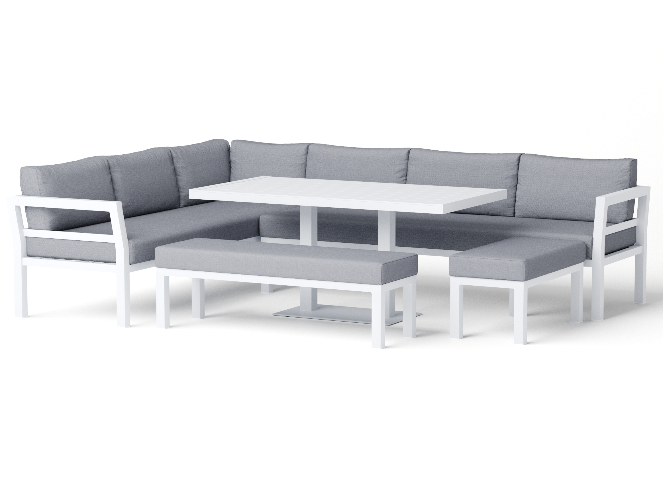 New Bondi White Outdoor Aluminium Combination Lounge And Dining 6