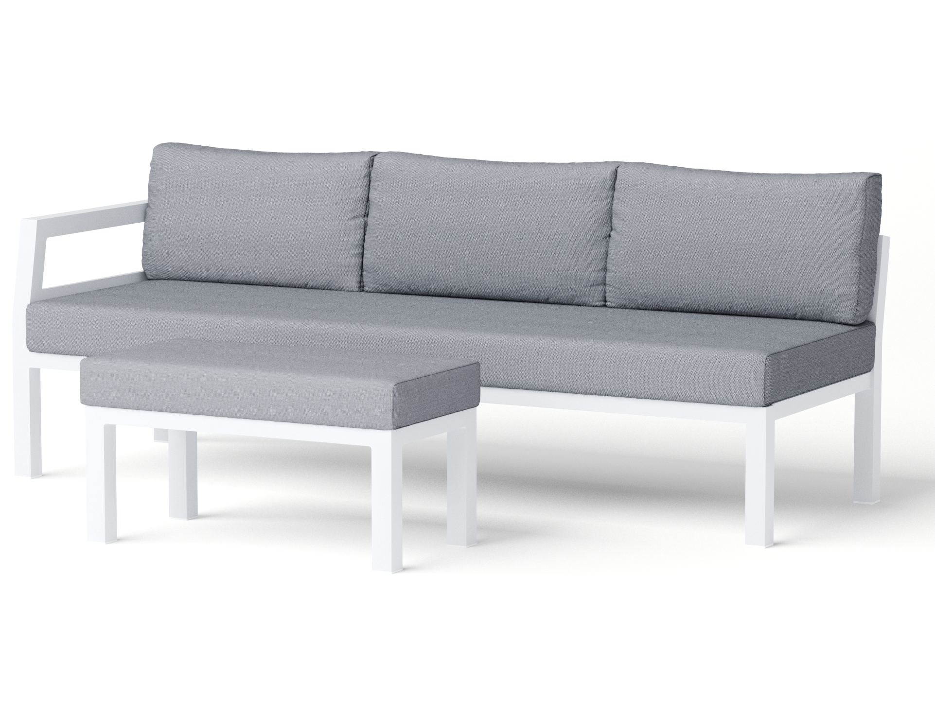 New Bondi White Three Seat One Arm + Ottoman Module 1