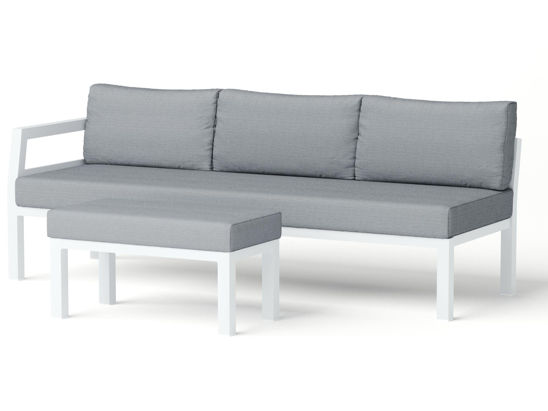 New Bondi White Three Seat One Arm + Ottoman Module