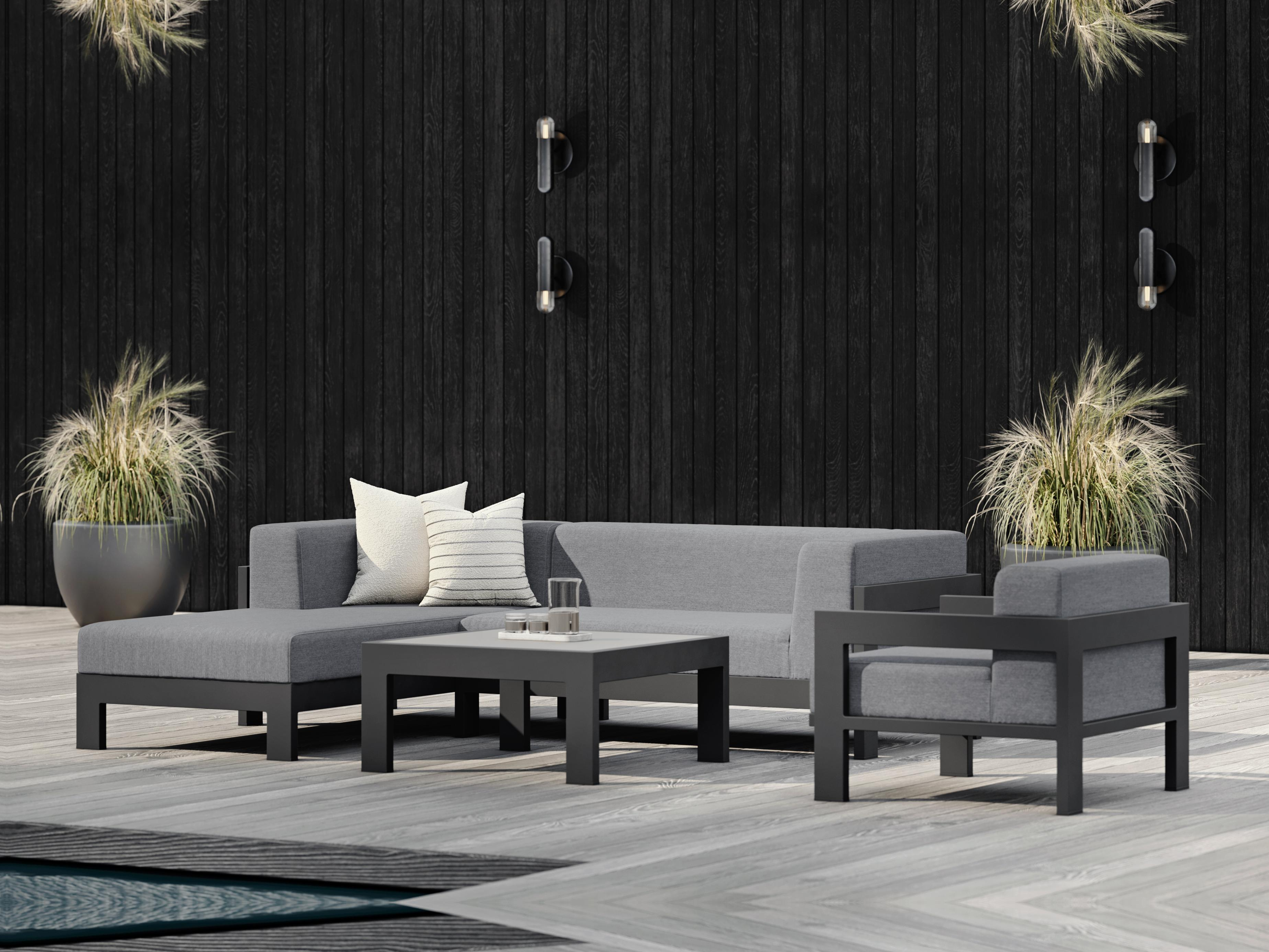 New Noosa Black Outdoor Fabric Chaise Lounge