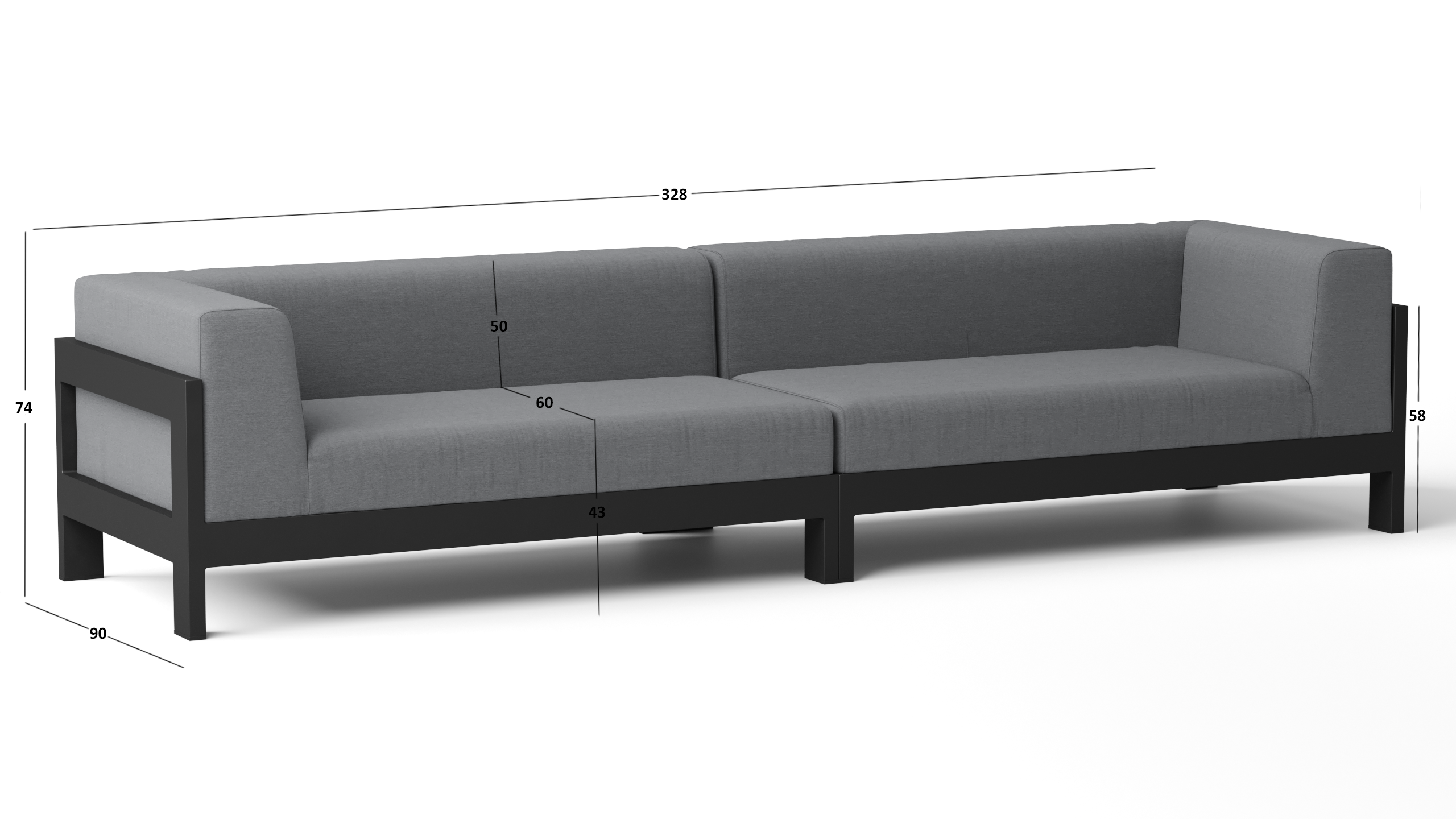 New Noosa Black Outdoor Fabric Lounge