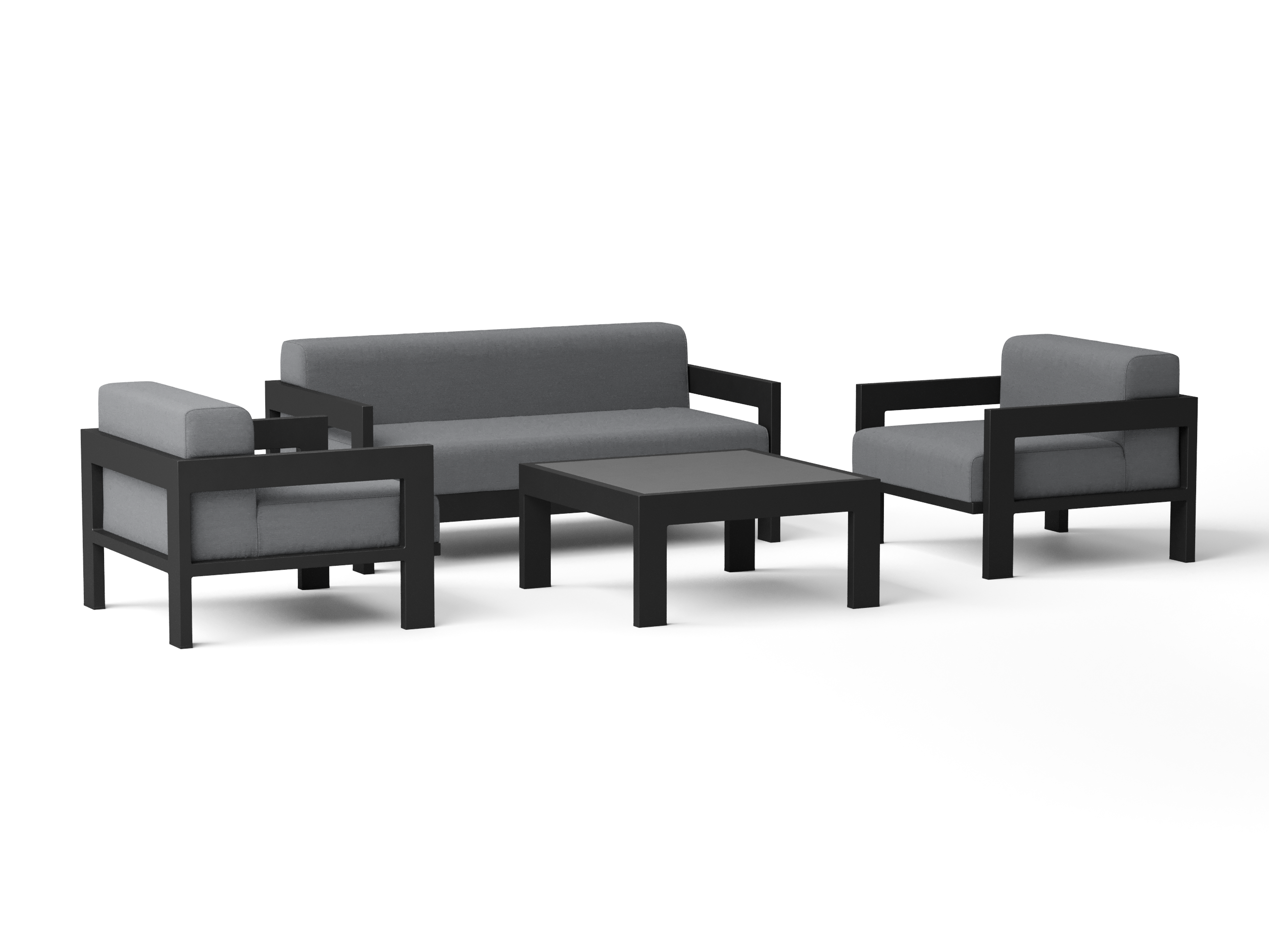 New Noosa Black Outdoor Lounge Set 2+1+1 With Coffee Table 12