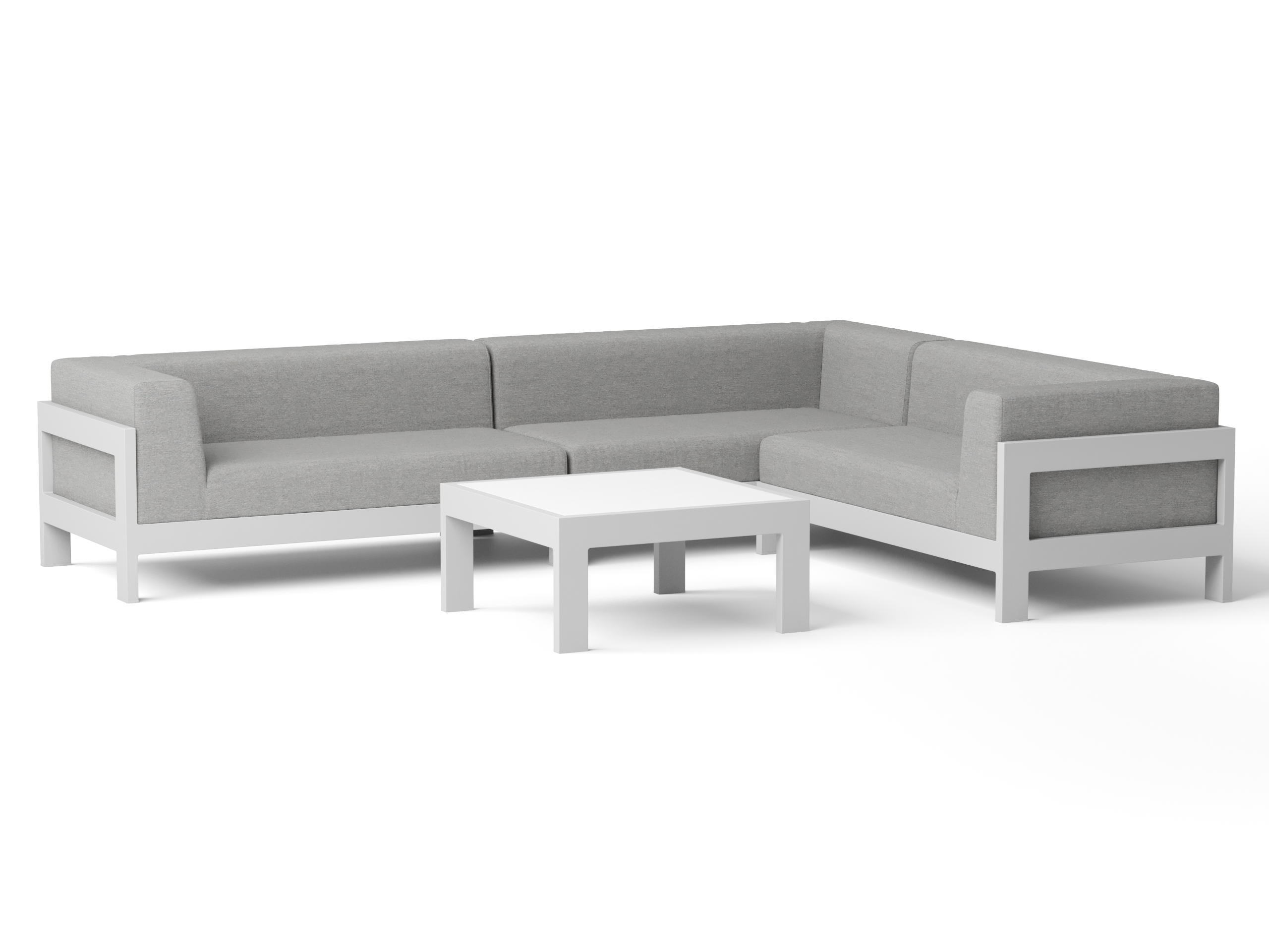 New Noosa White Outdoor Fabric Corner Lounge With Coffee Table 6