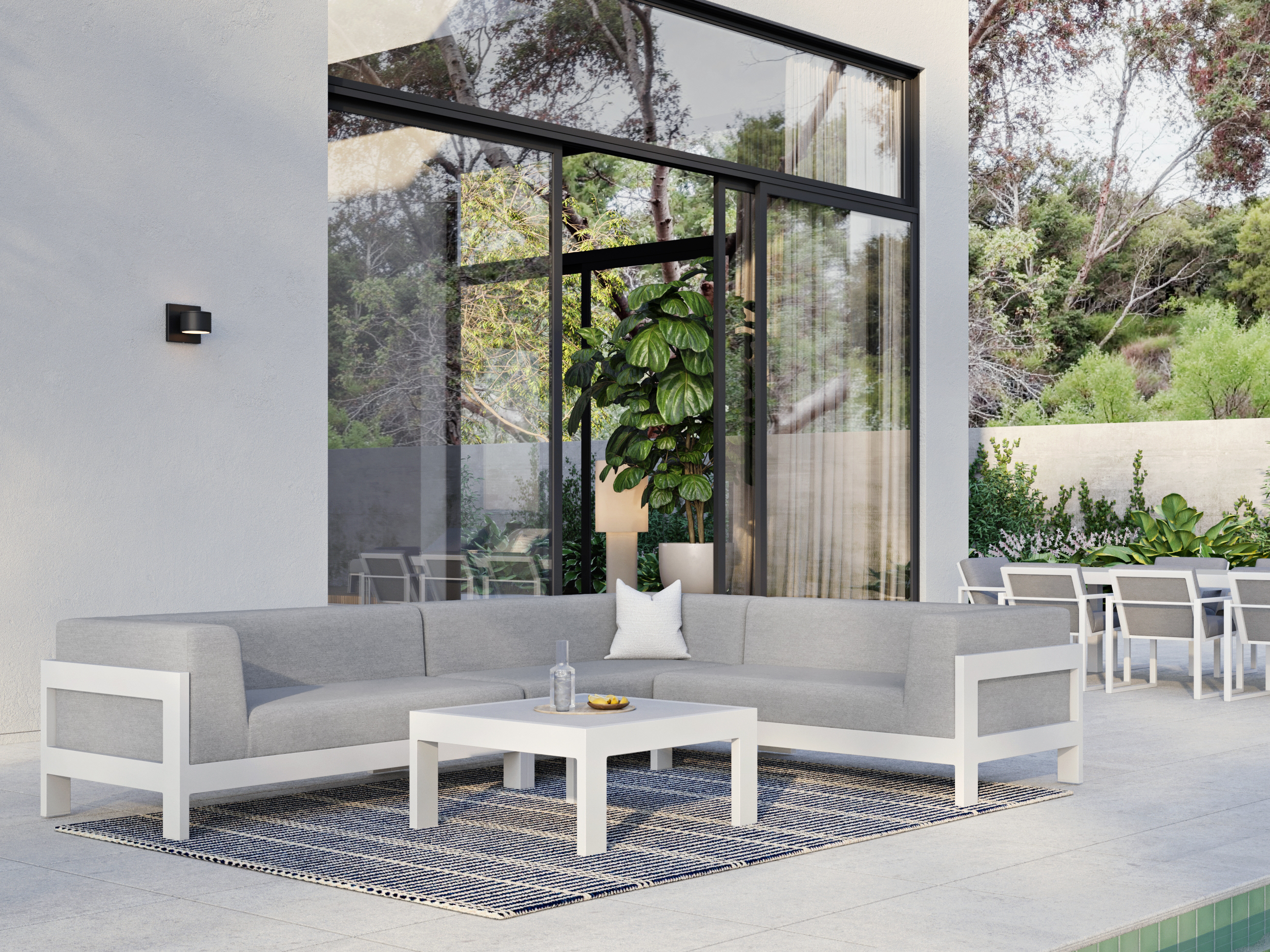 New Noosa White Outdoor Fabric Corner Lounge With Coffee Table 7