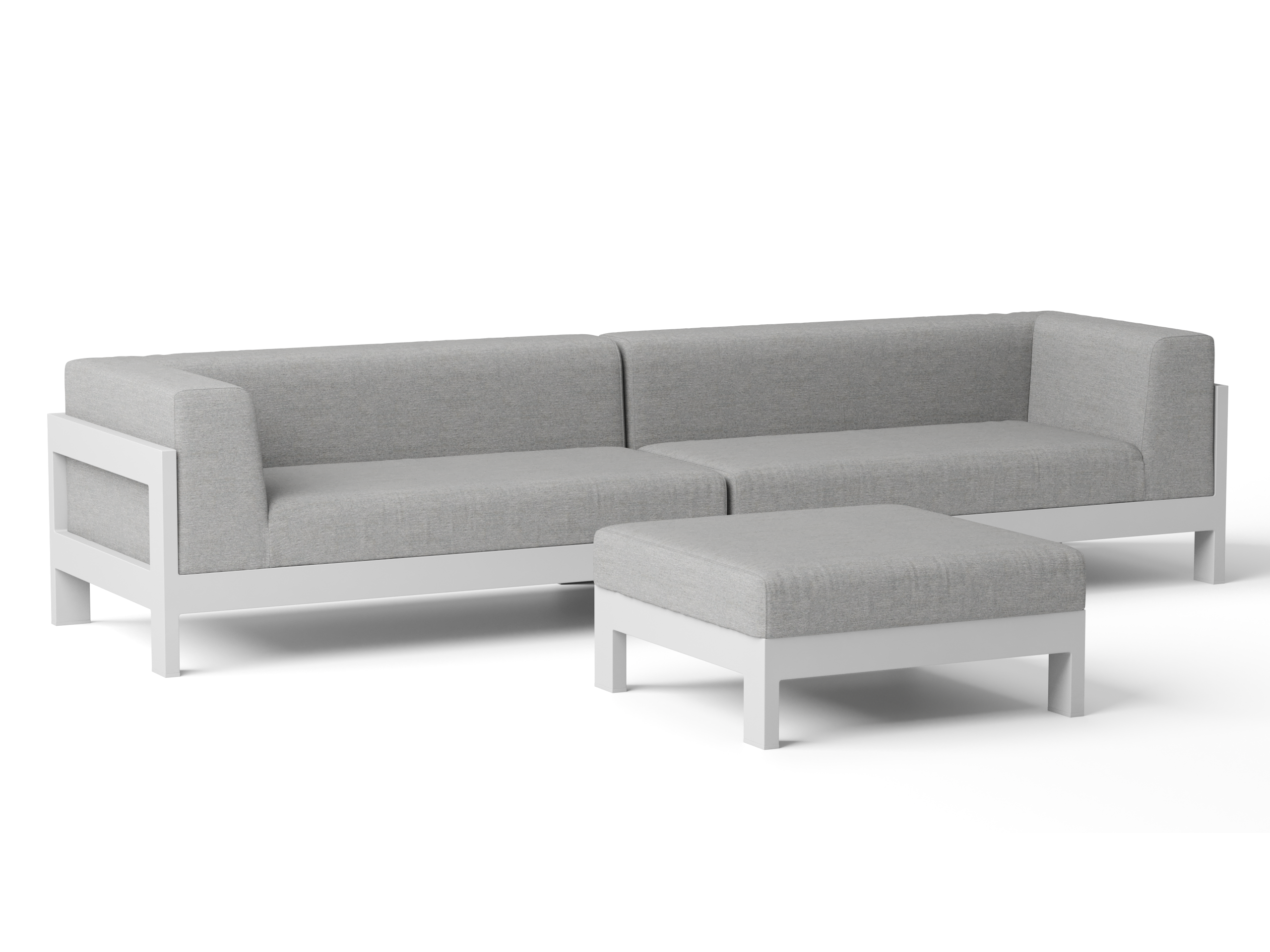 New Noosa White Outdoor Fabric Lounge With Ottoman 3