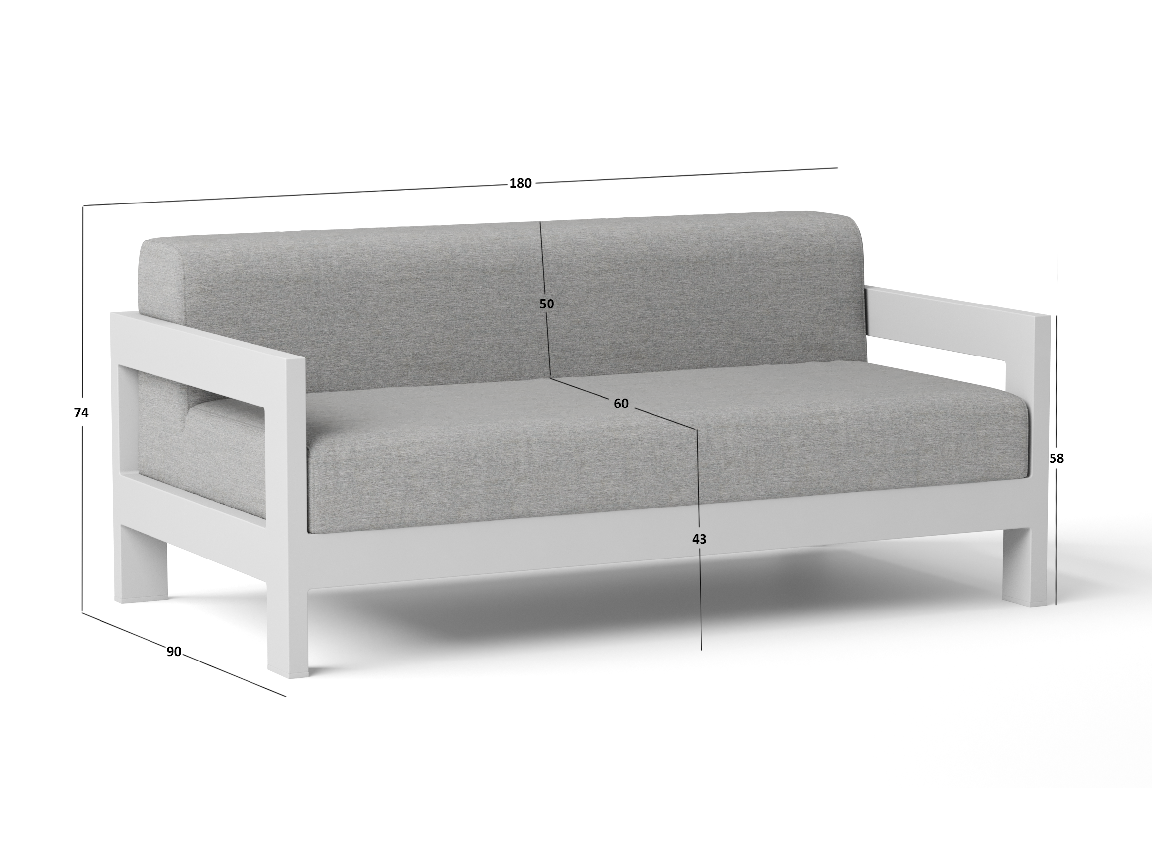 New Noosa White Outdoor Fabric Two Seat Sofa 8