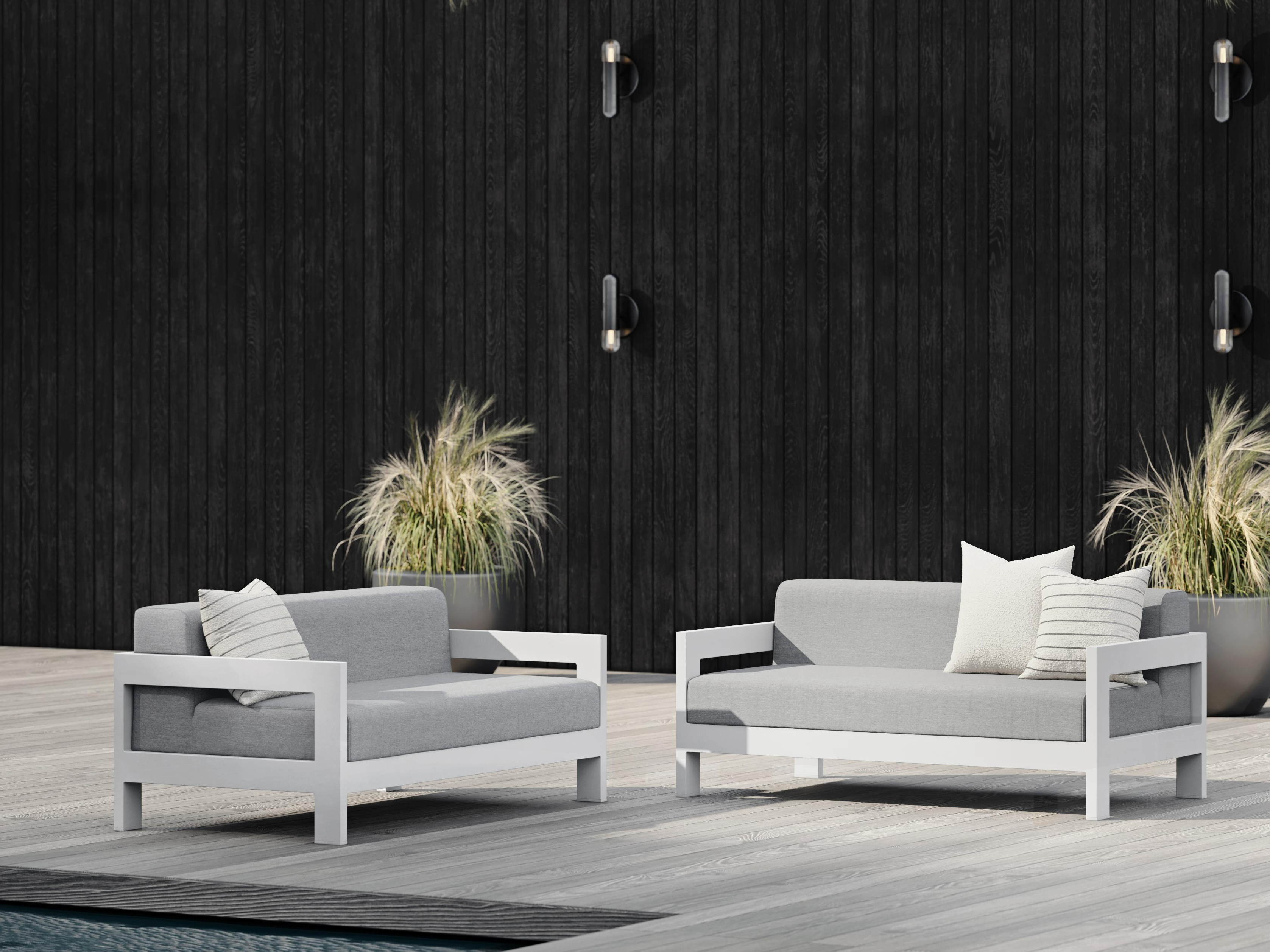 New Noosa White Outdoor Fabric Two Seat Sofa 10