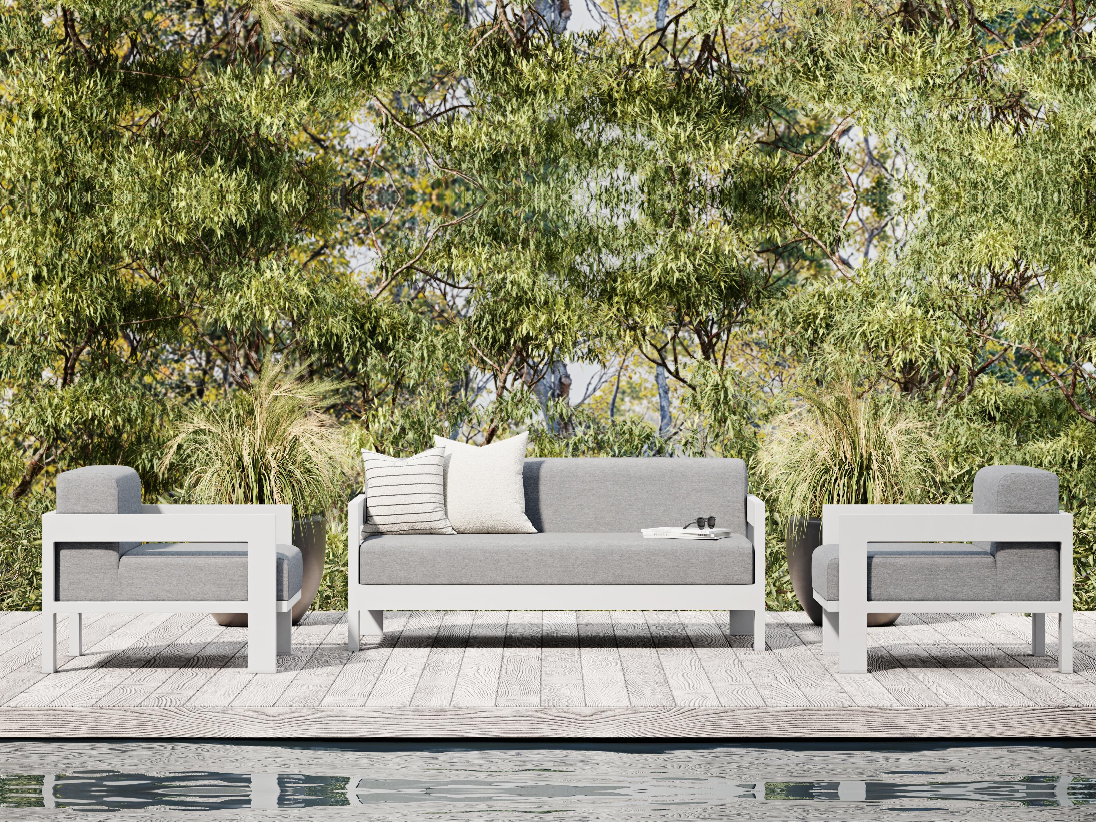 New Noosa White Outdoor Lounge Set 2+1+1 4