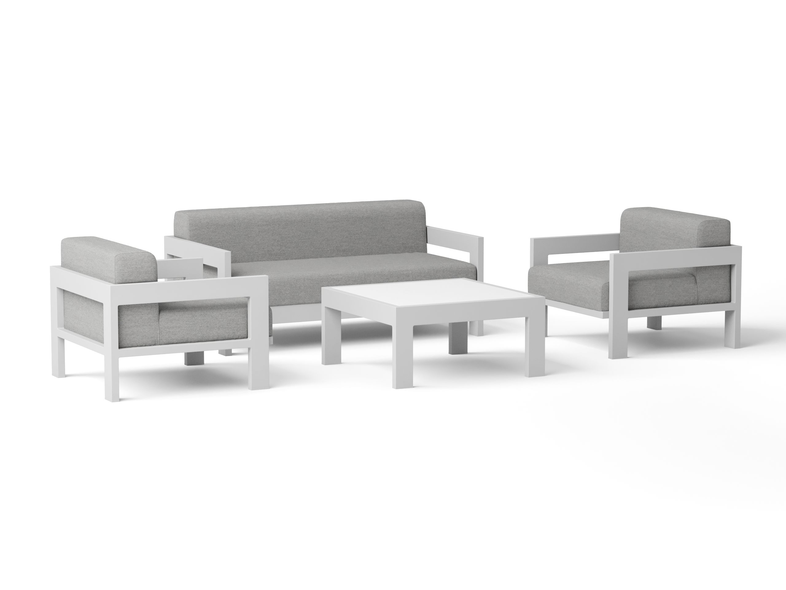 New Noosa White Outdoor Lounge Set 2+1+1 With Coffee Table 11