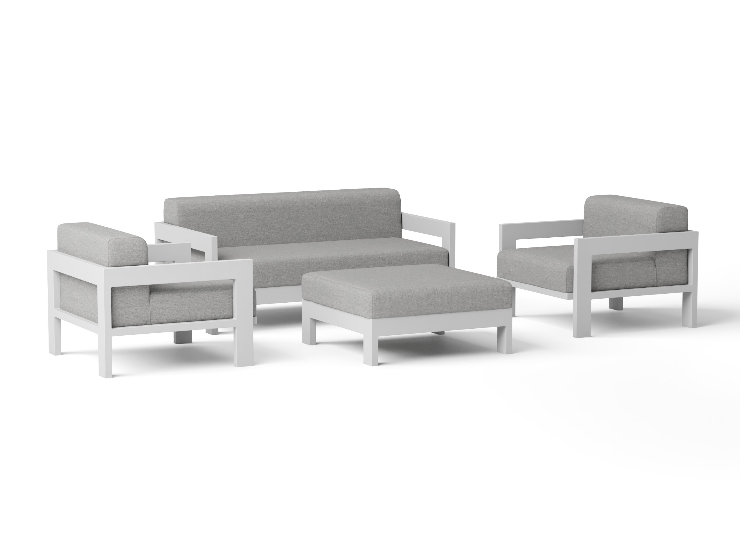 New Noosa White Outdoor Lounge Set 2+1+1 With Ottoman 6