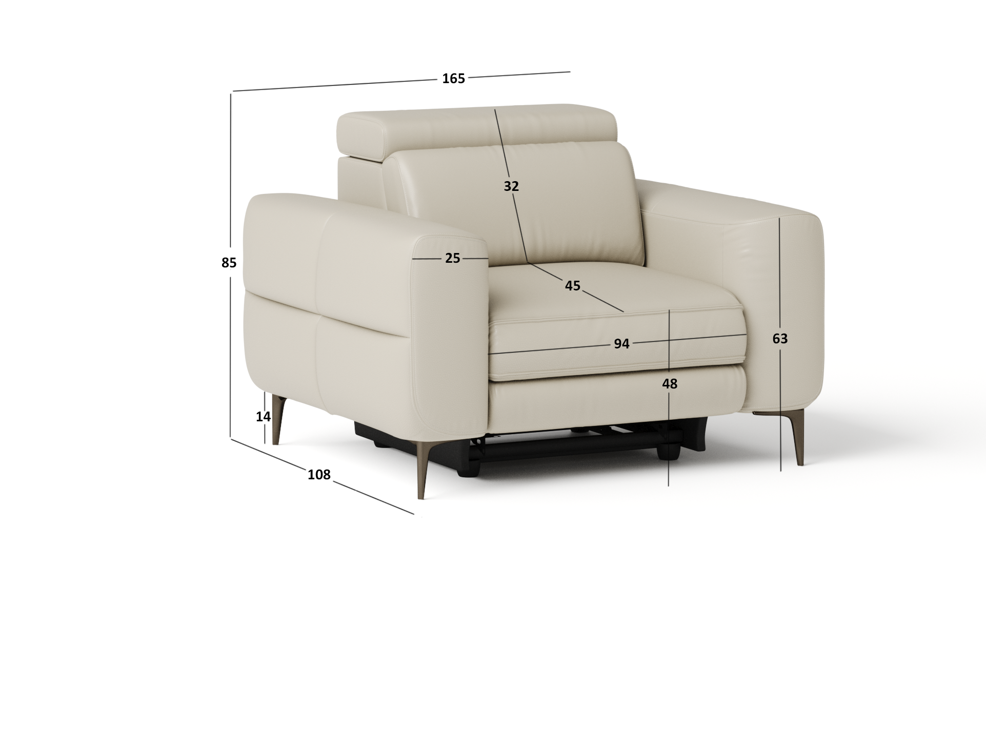 Osten Leather Armchair Power Recliner, Power Headrest 3