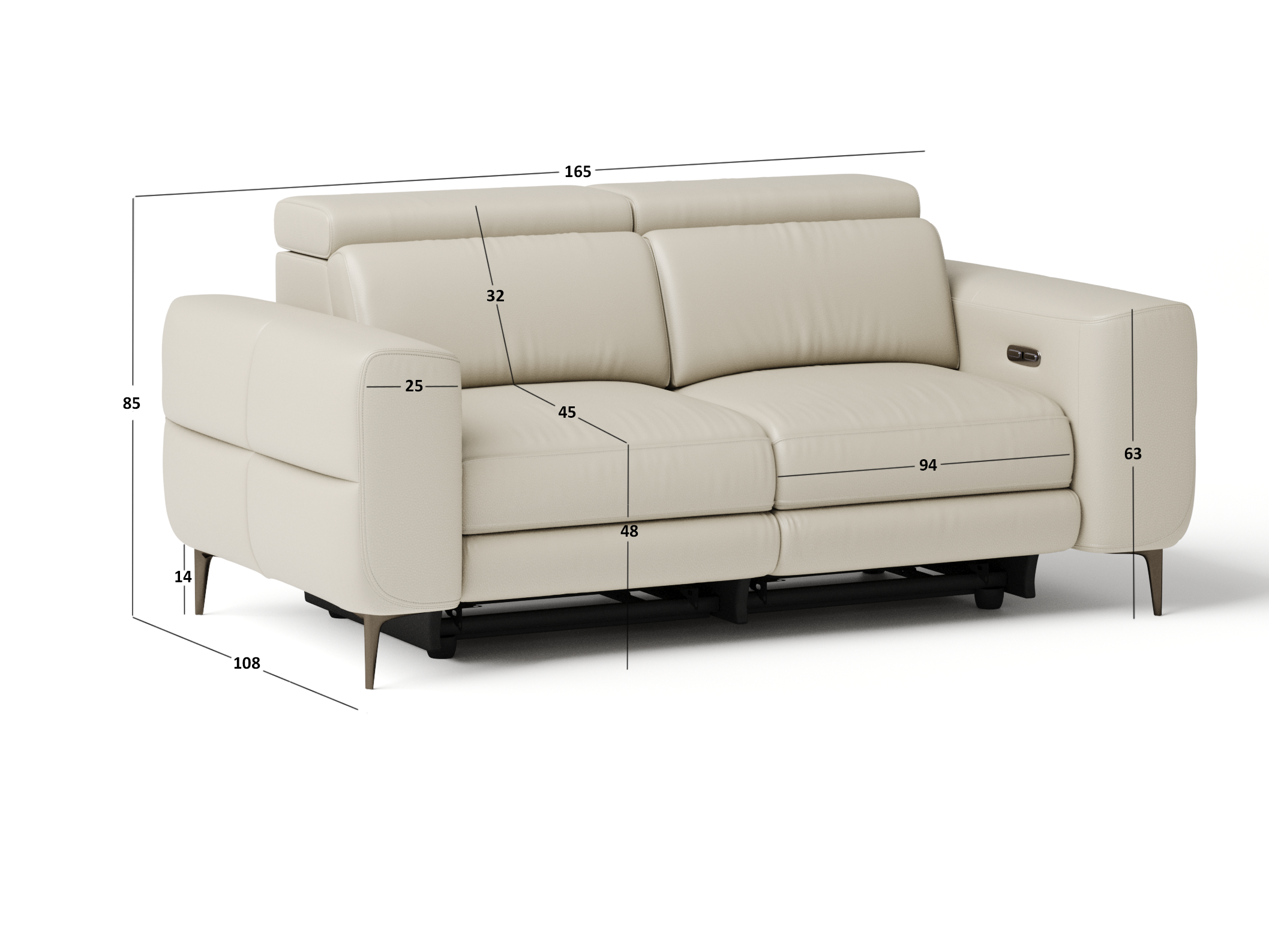 Osten Leather Two Seat Sofa Power Recliner, Power Headrest 5