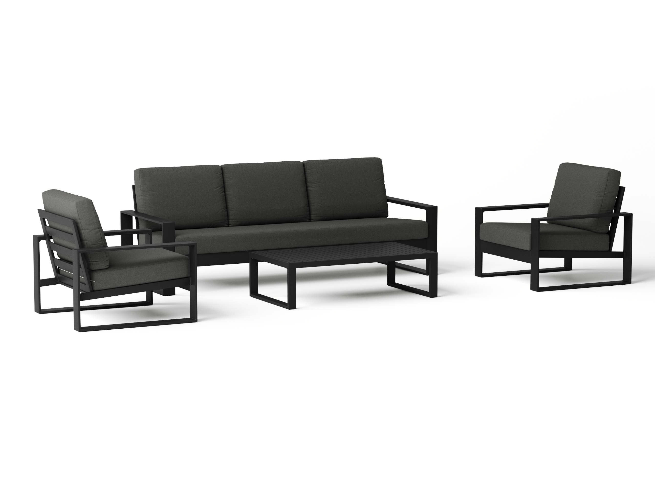 Riviera Black Outdoor Lounge Set 3+1+1 With Coffee Table 3