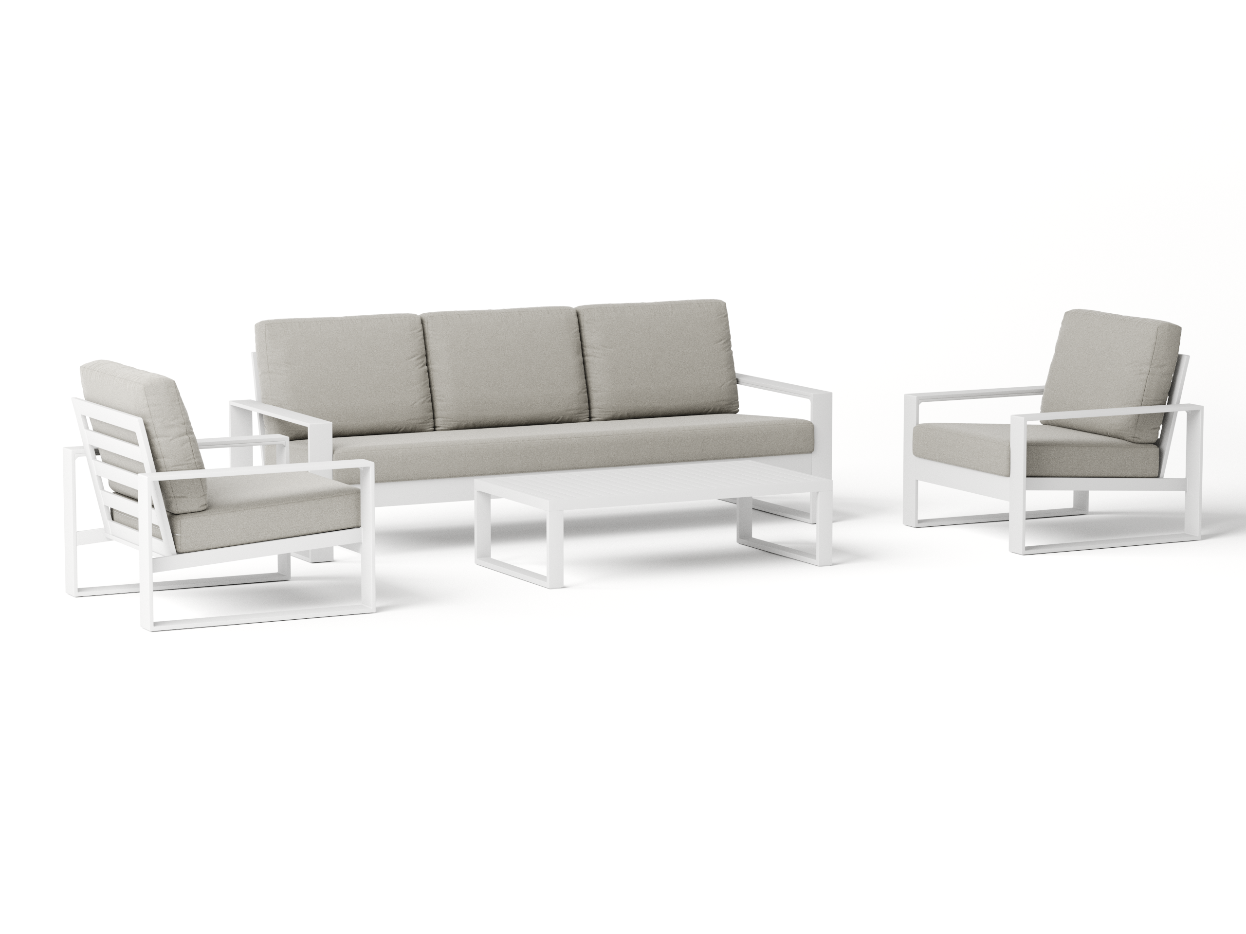 Riviera White Outdoor Lounge Set 3+1+1 With Coffee Table 6
