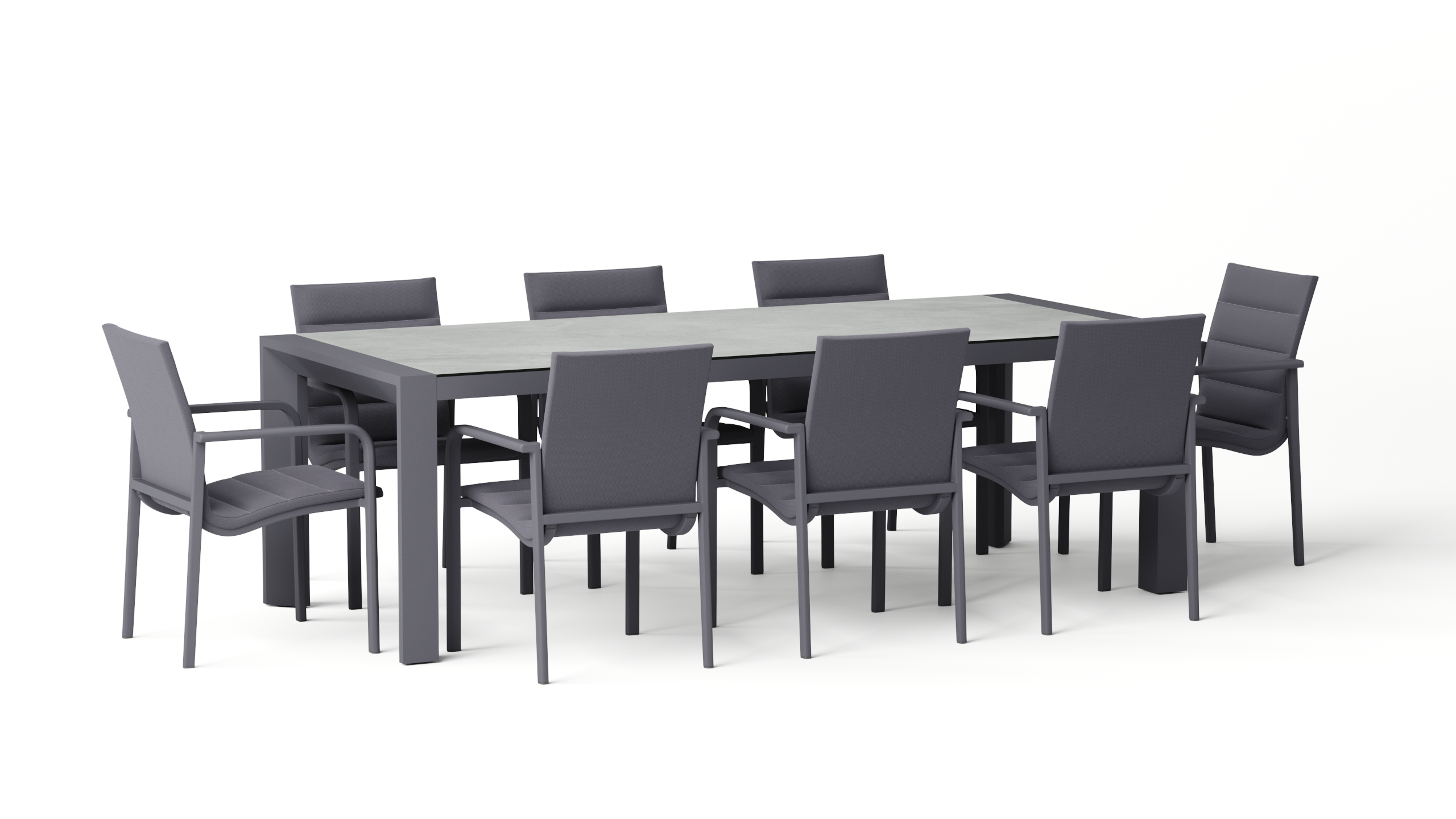 Santa Monica Charcoal 9-piece Outdoor Dining Set With Santa Monica Chairs 9