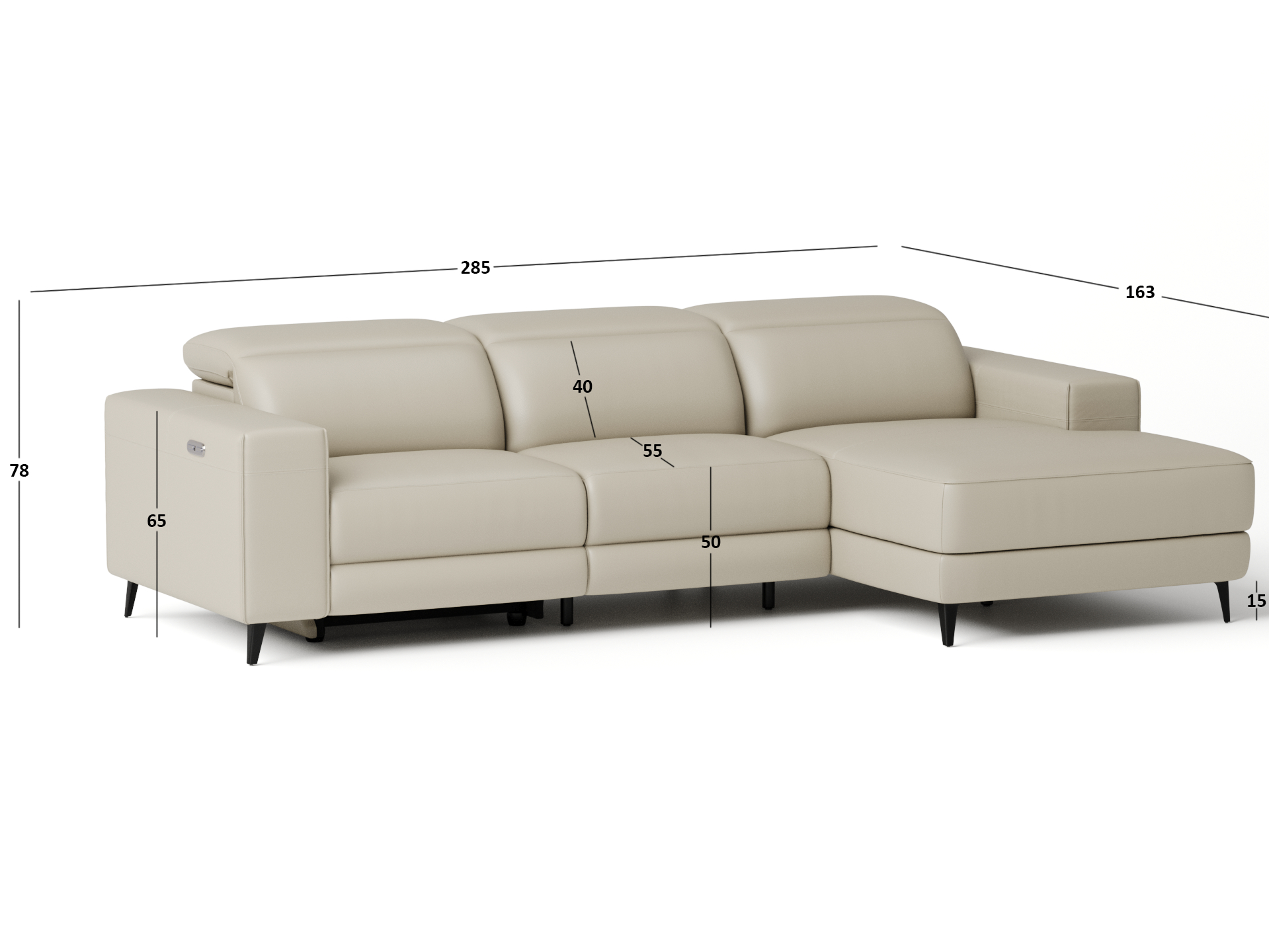 Stirling Leather Recliner Chaise Lounge Option A 4