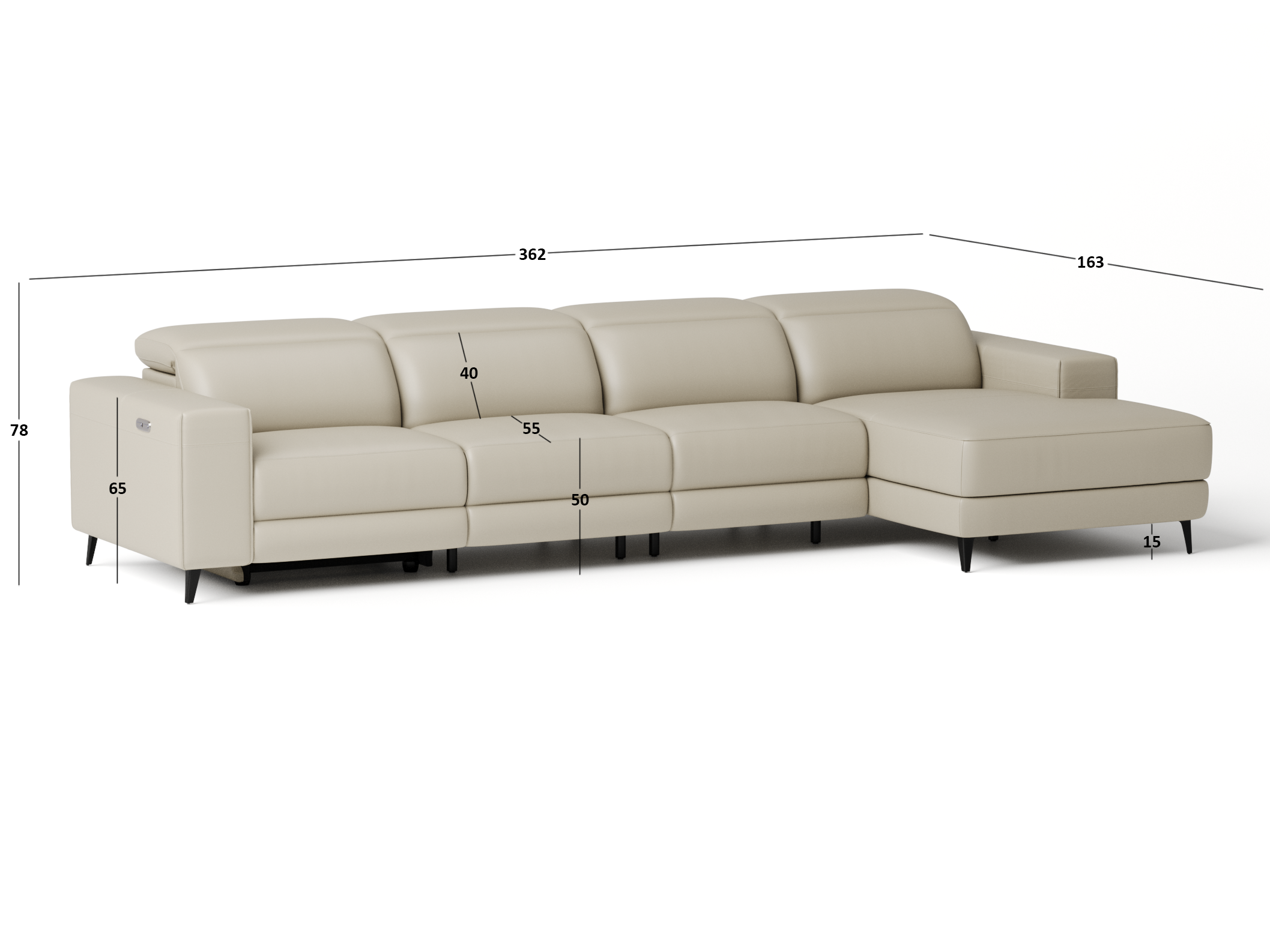 Stirling Leather Recliner Chaise Lounge Option B 8