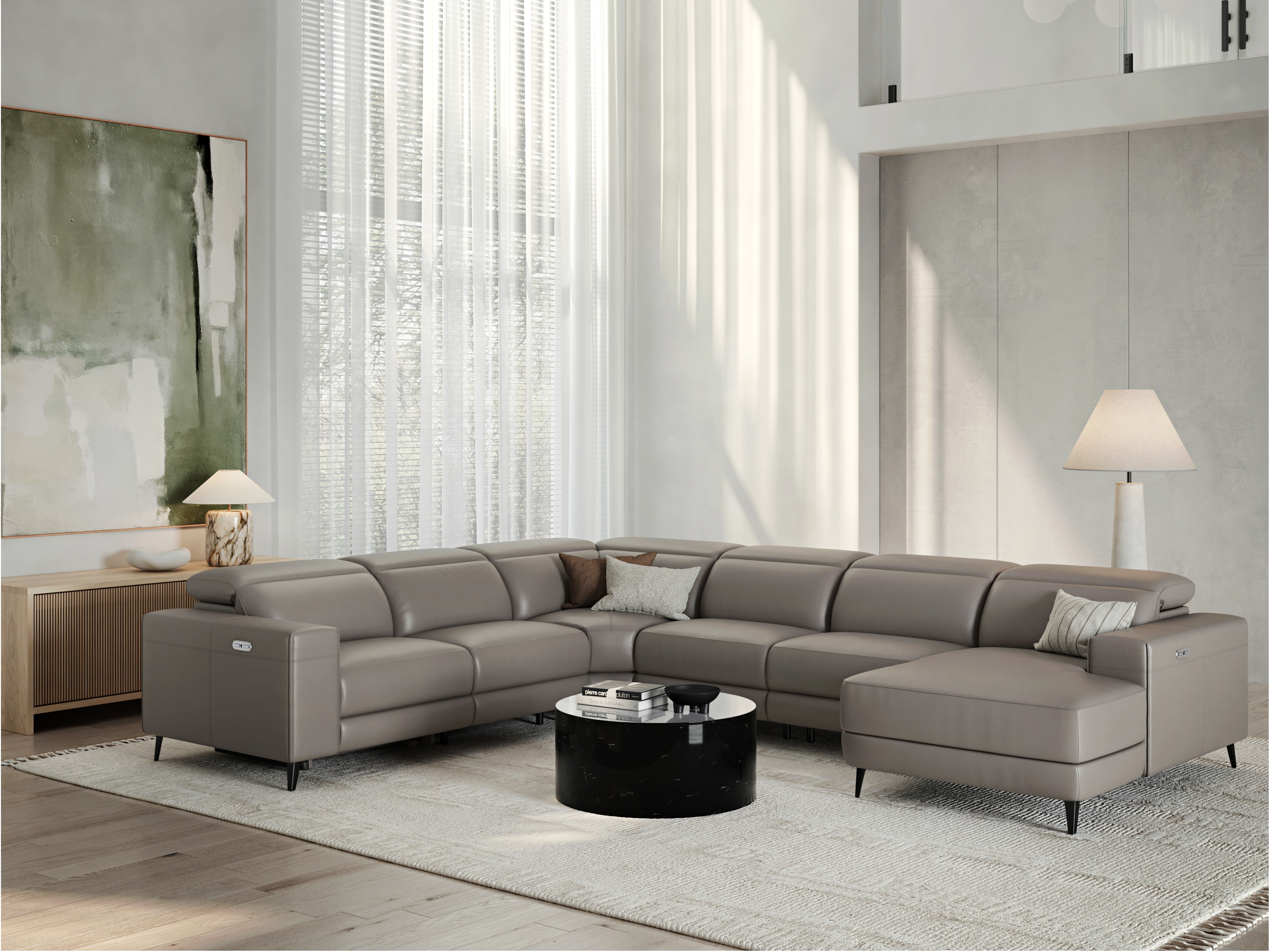 Stirling Leather Recliner Modular Lounge Option A 7