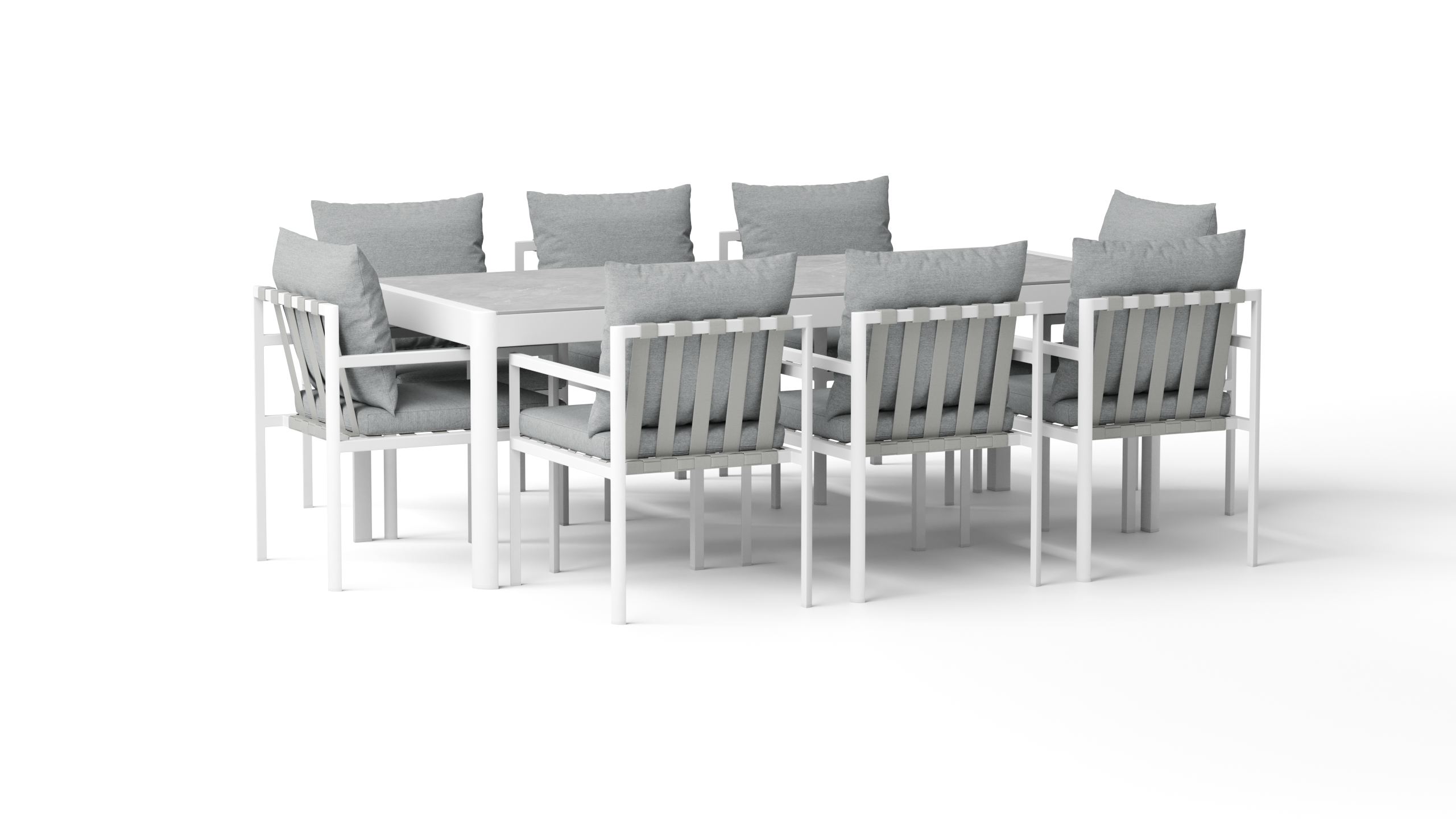 Manly White 9-piece Outdoor Ceramic Dining Set