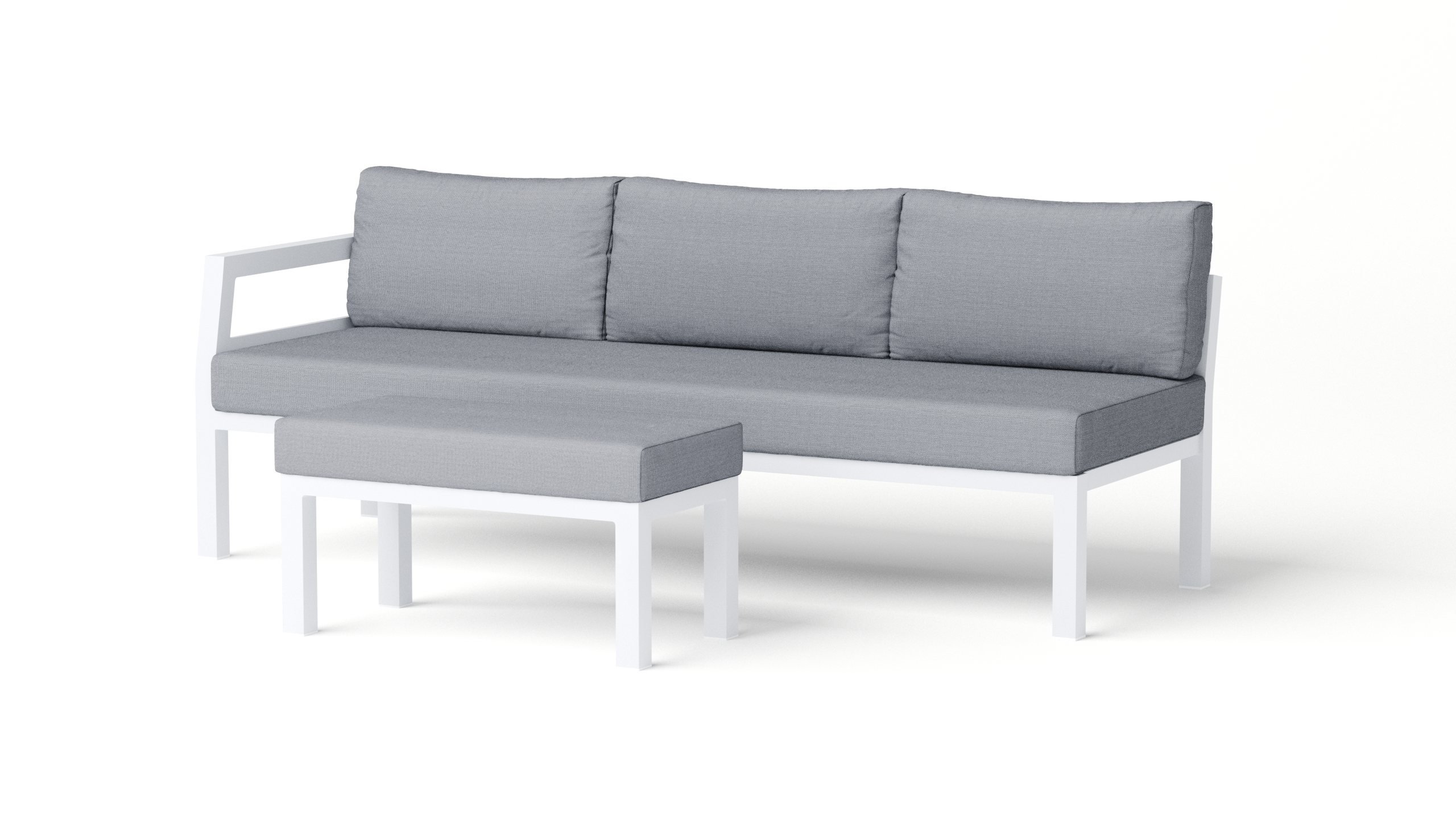 New Bondi White Three Seat One Arm + Ottoman Module