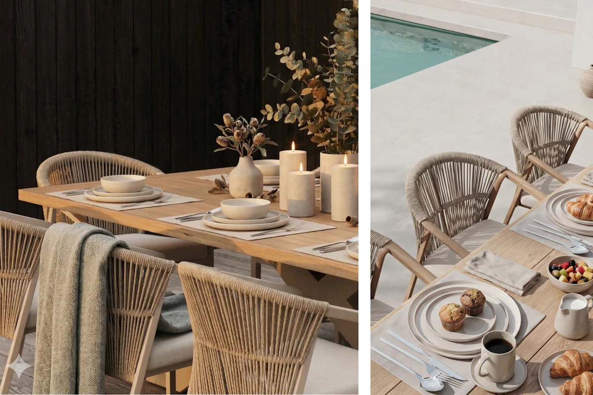 Lavita Outdoor Fraser & Kiama Dining Set in Autumn Setting